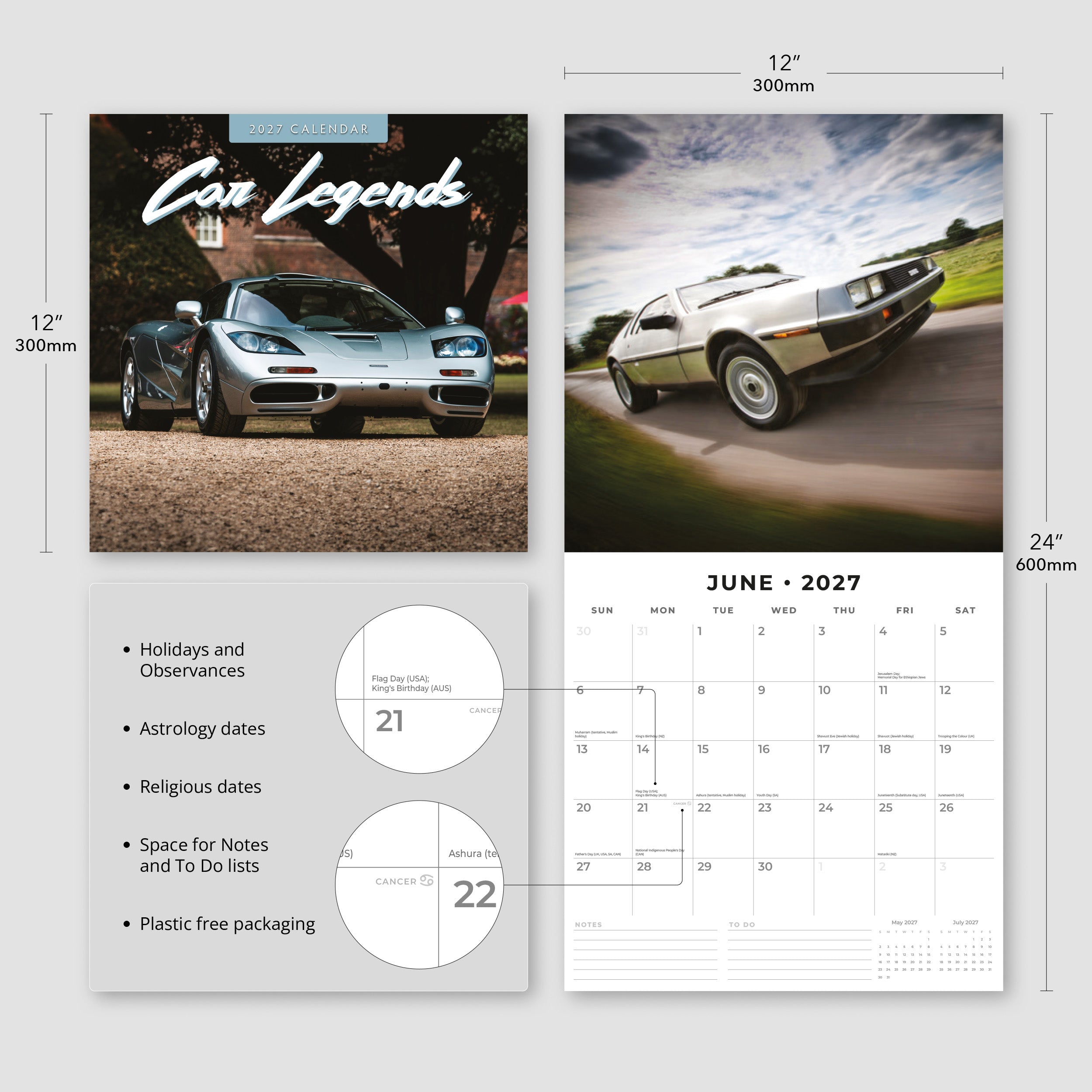 2027 Car Legends - Square Wall Calendar