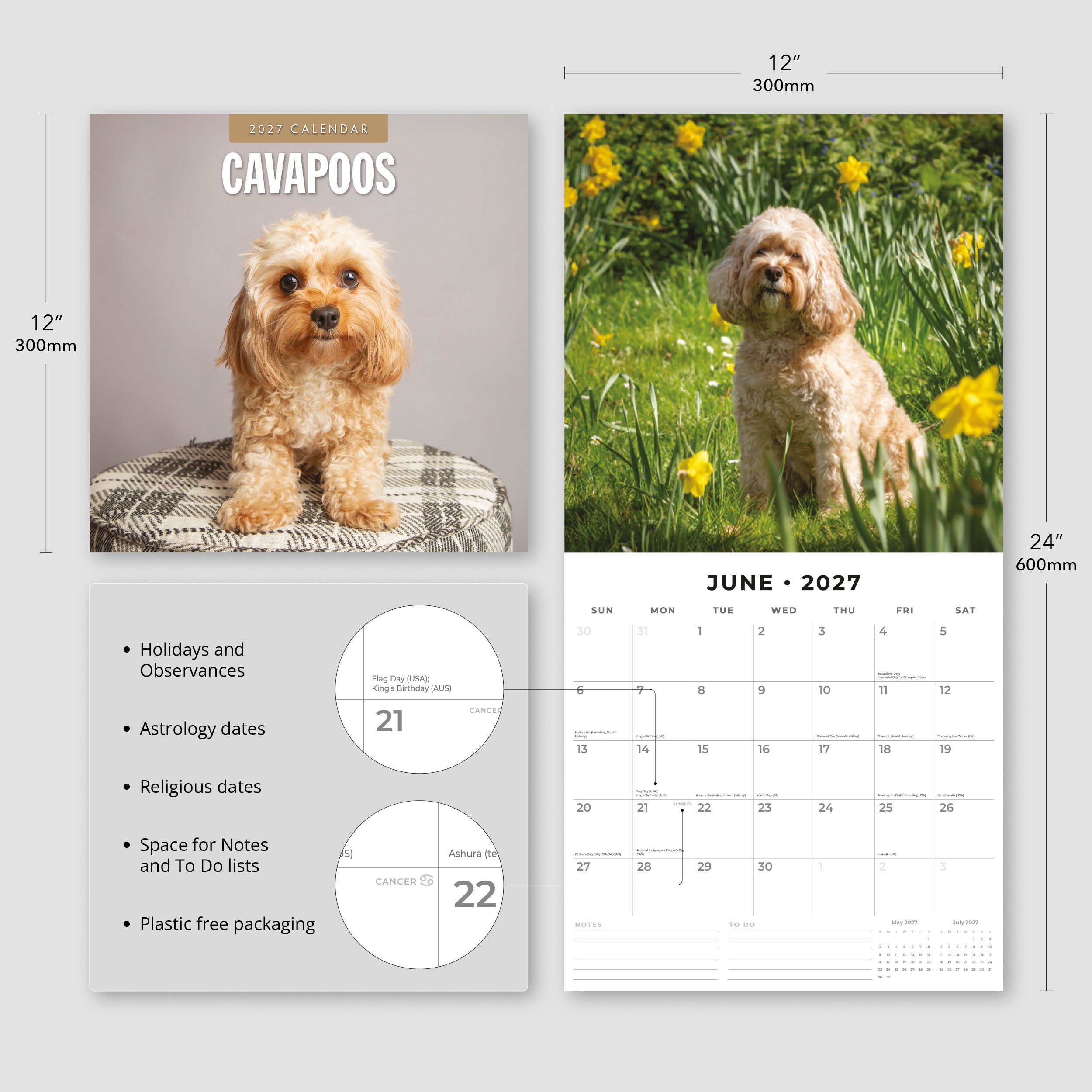 2027 Cavapoos - Square Wall Calendar