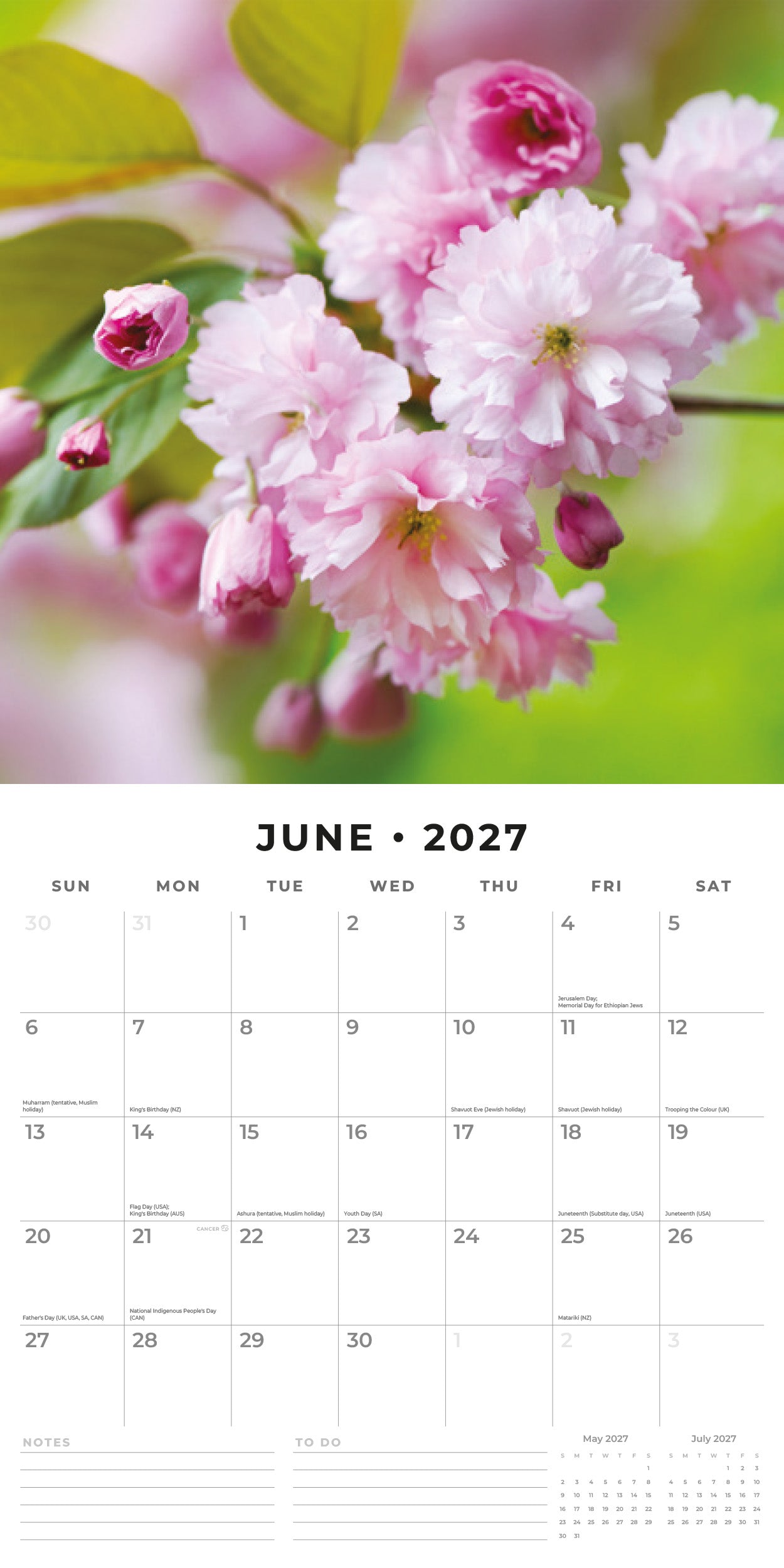 2027 Cherry Blossom - Square Wall Calendar