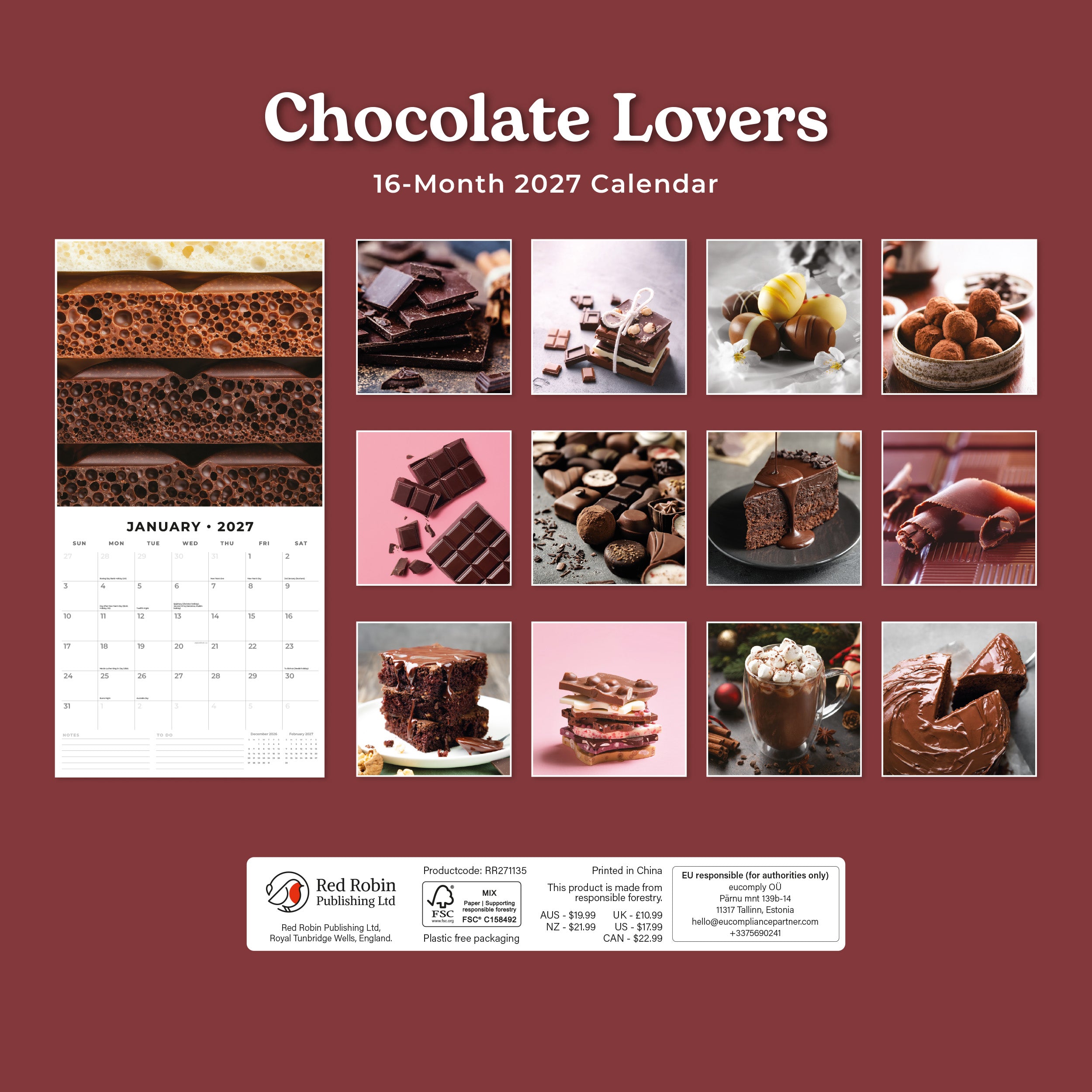 2027 Chocolate Lovers - Square Wall Calendar