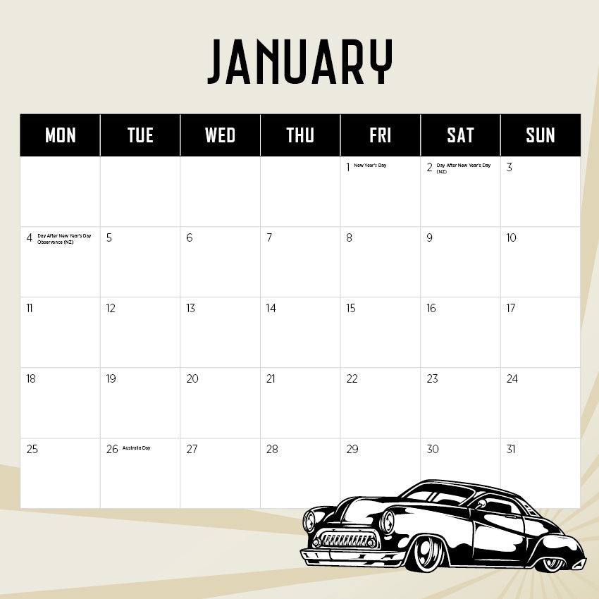 2027 Classic Cars - Square Wall Calendar