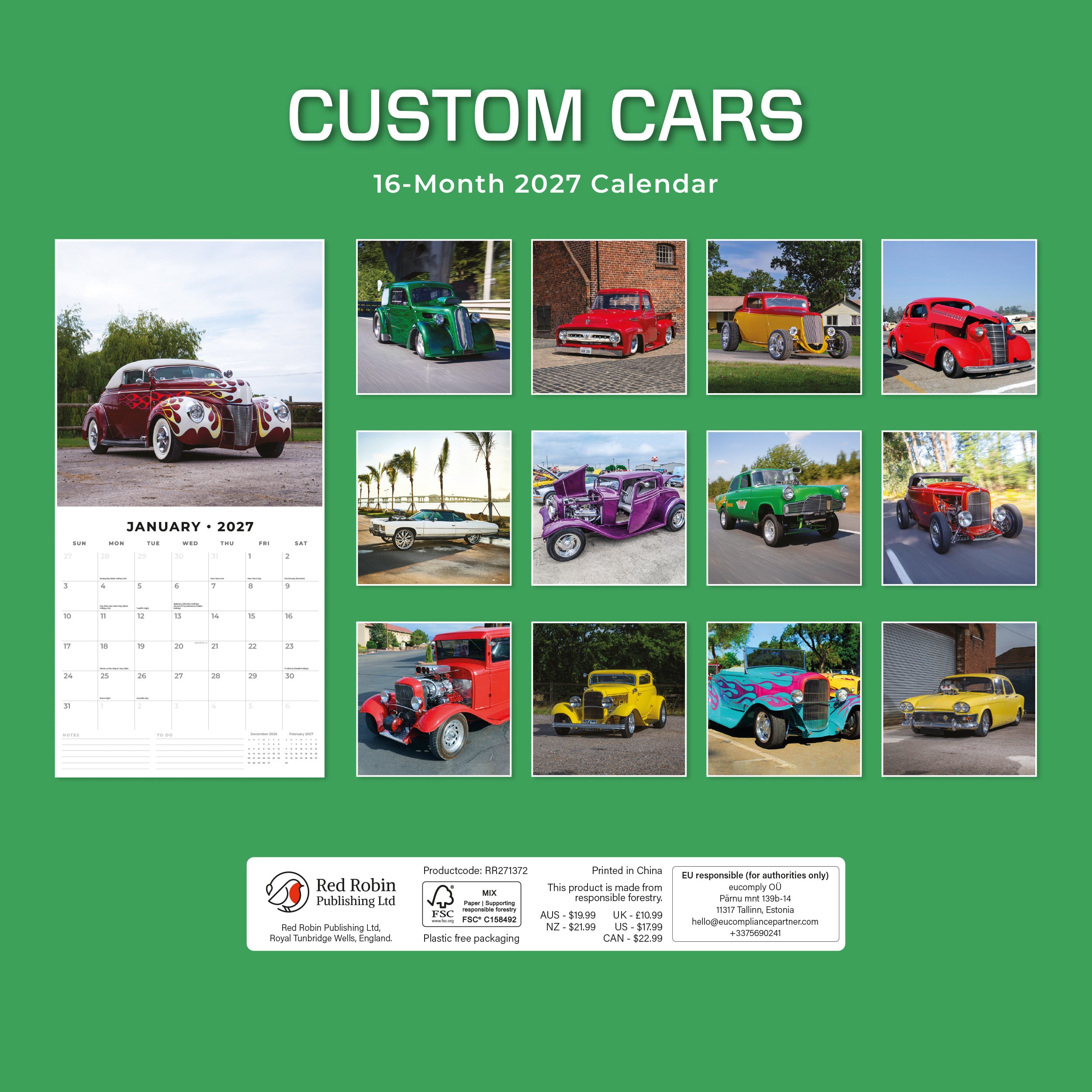 2027 Custom Cars - Square Wall Calendar