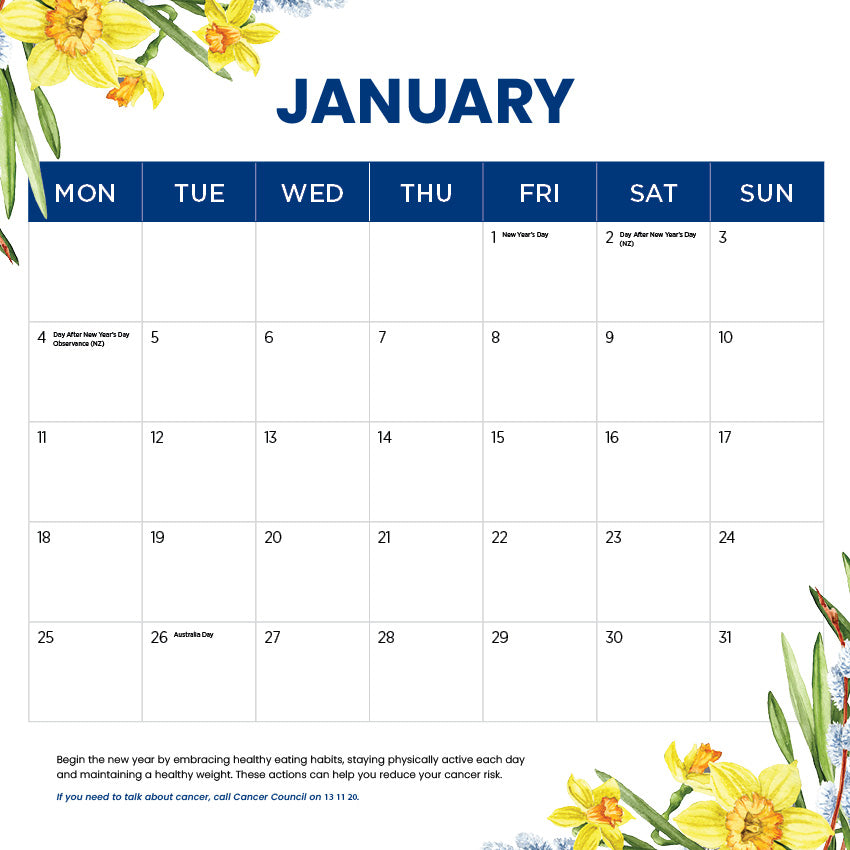 2027 Daffodils - The Cancer Council - Square Wall Calendar