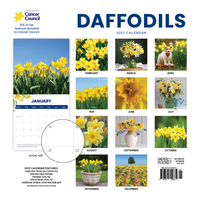 2027 Daffodils - The Cancer Council - Square Wall Calendar