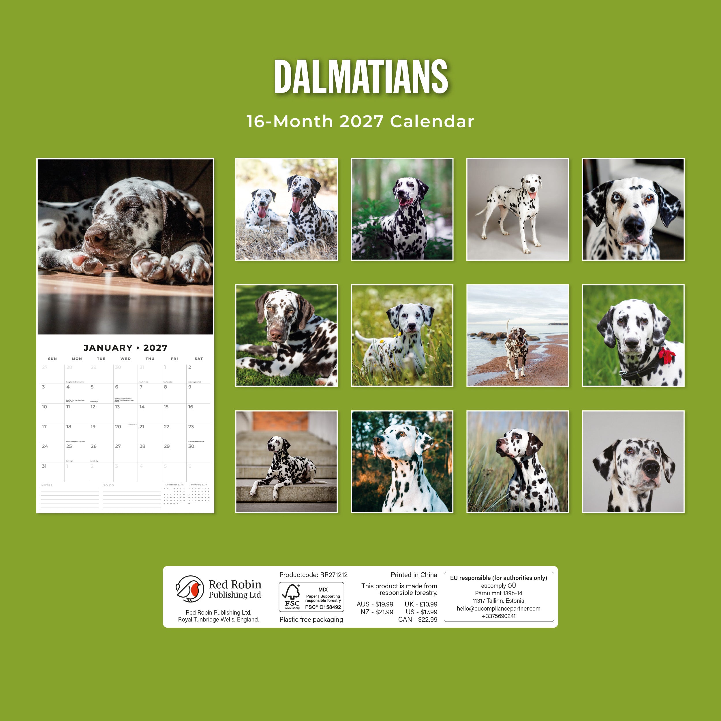 2027 Dalmatians - Square Wall Calendar