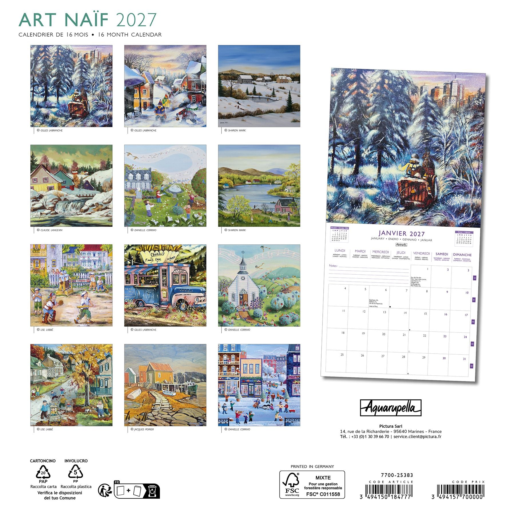 2027 Art Naïf - Square Wall Calendar