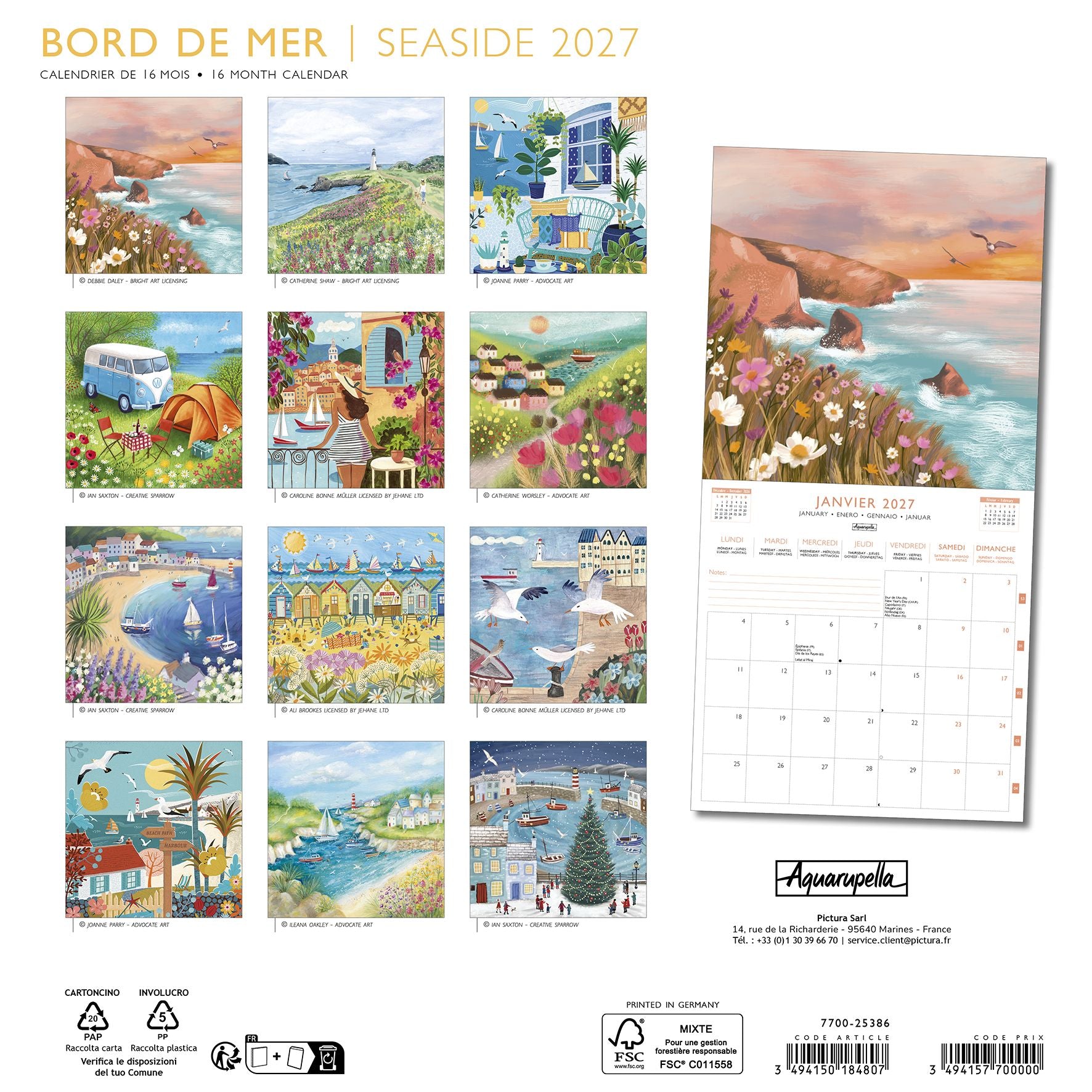 2027 Seaside - Square Wall Calendar