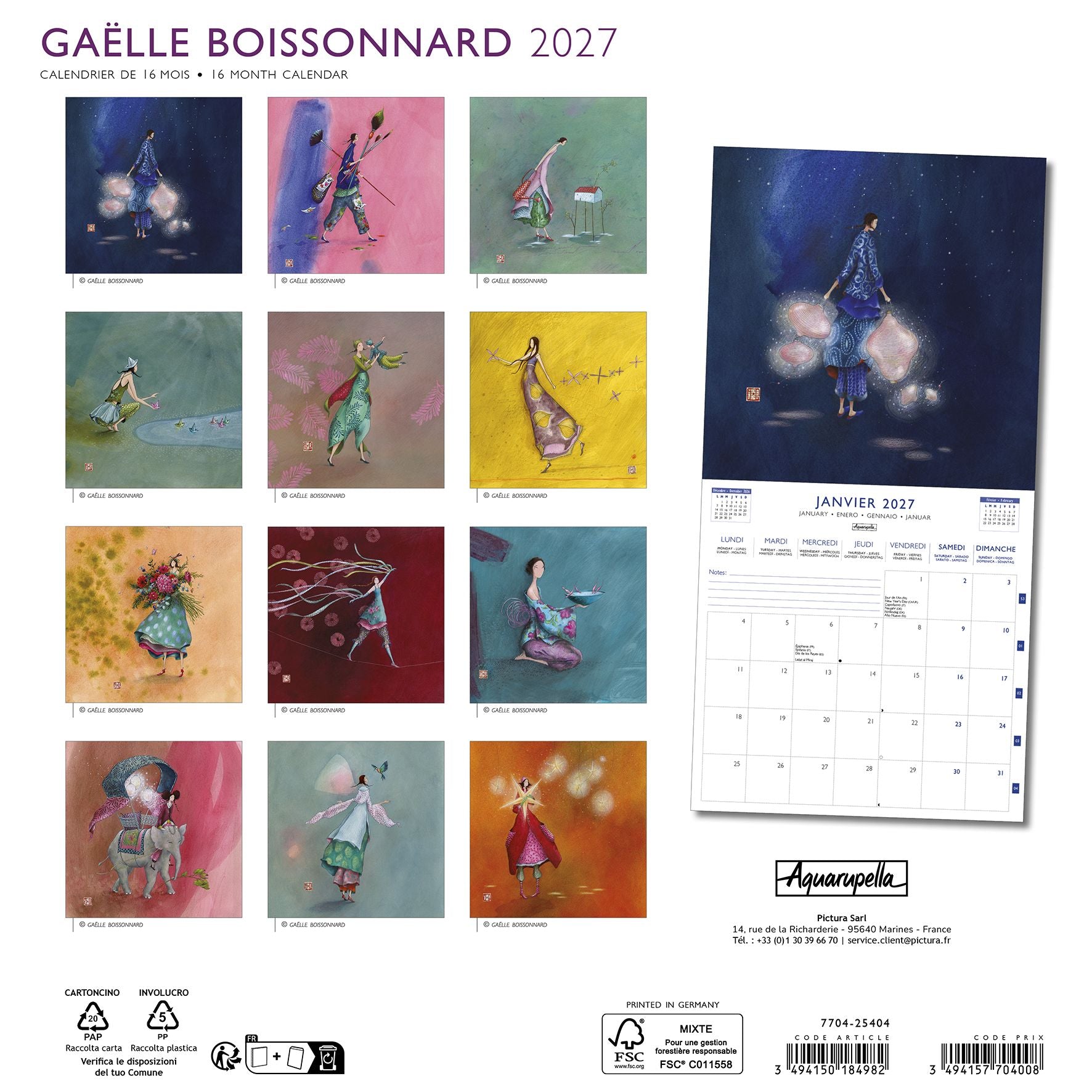 2027 G. Boissonnard-The Smile of the Wind - Square Wall Calendar
