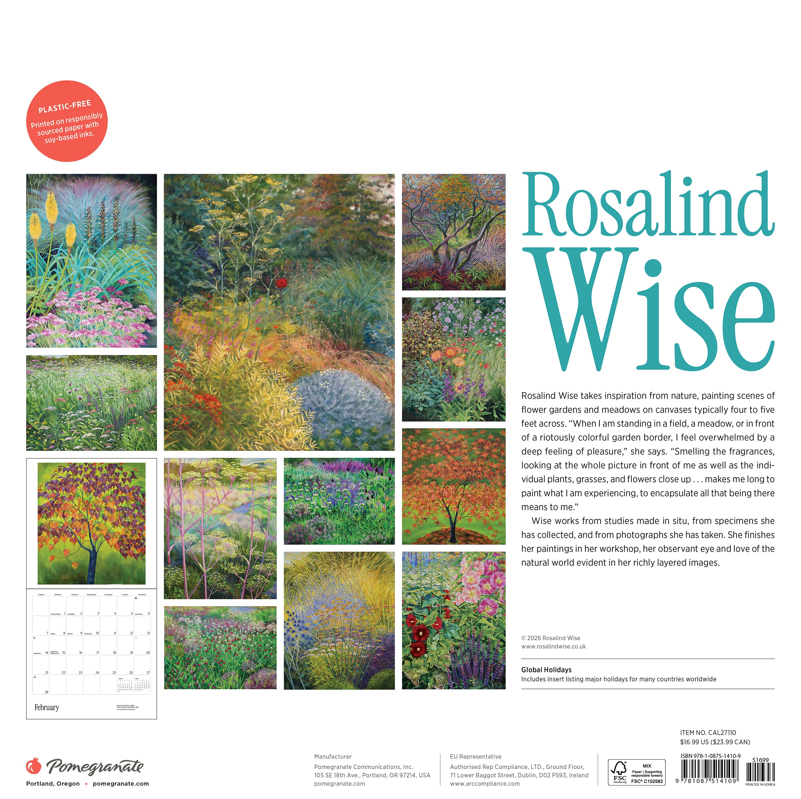 2027 Rosalind Wise - Square Wall Calendar