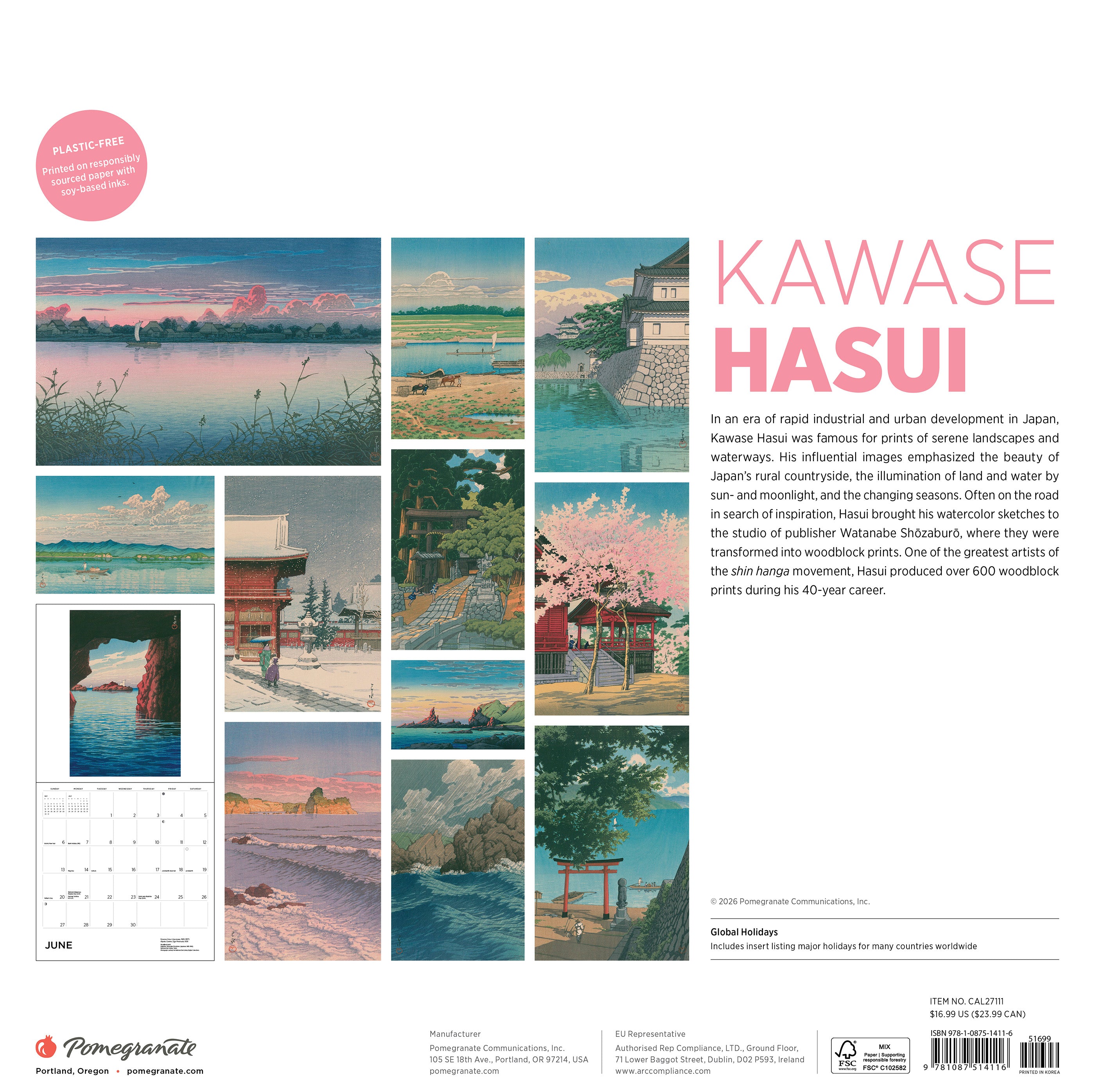 2027 Kawase Hasui - Square Wall Calendar