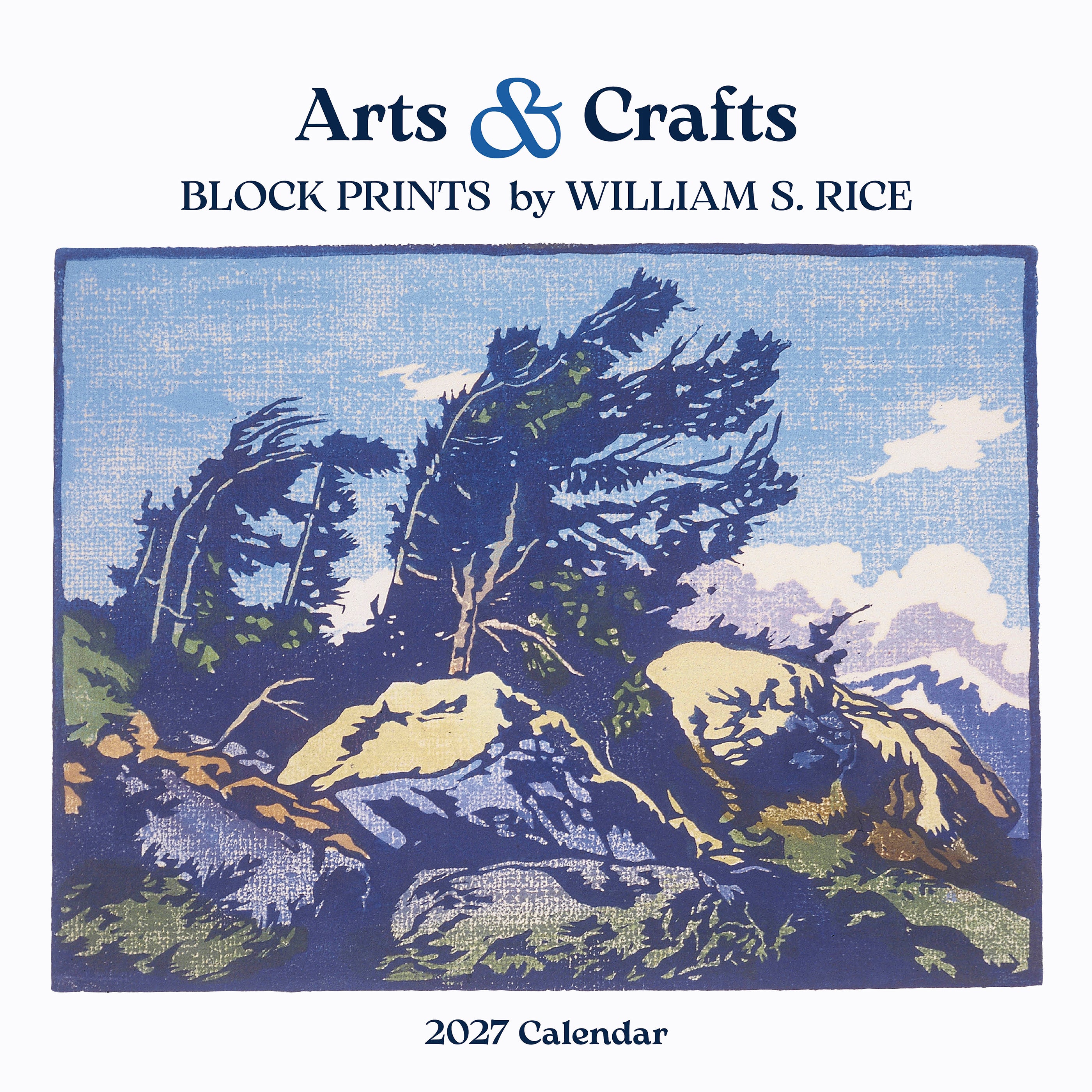 2027 Arts & Crafts Block Prints by William S. Rice - Square Wall Calendar