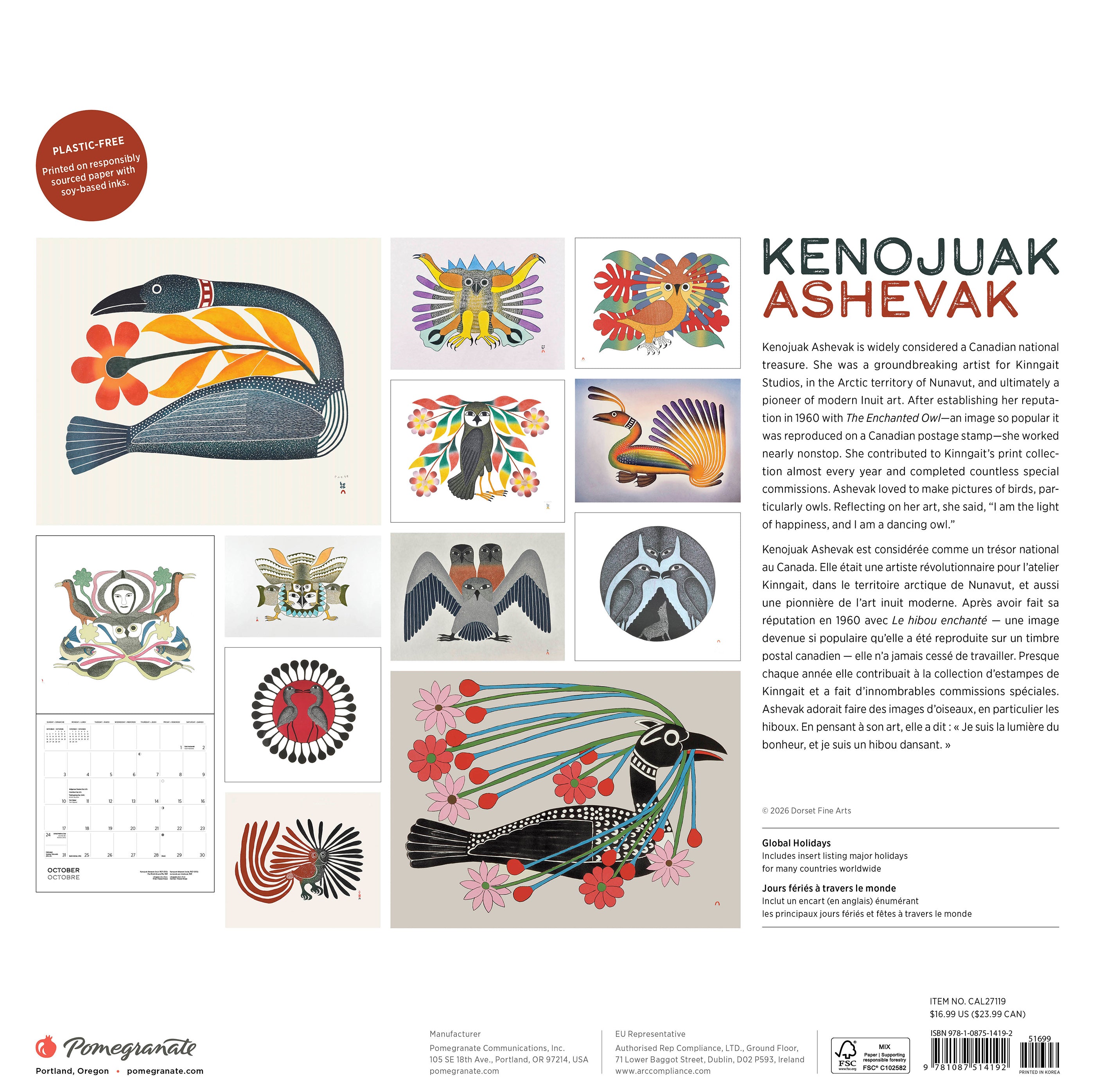 2027 Kenojuak Ashevak - Square Wall Calendar