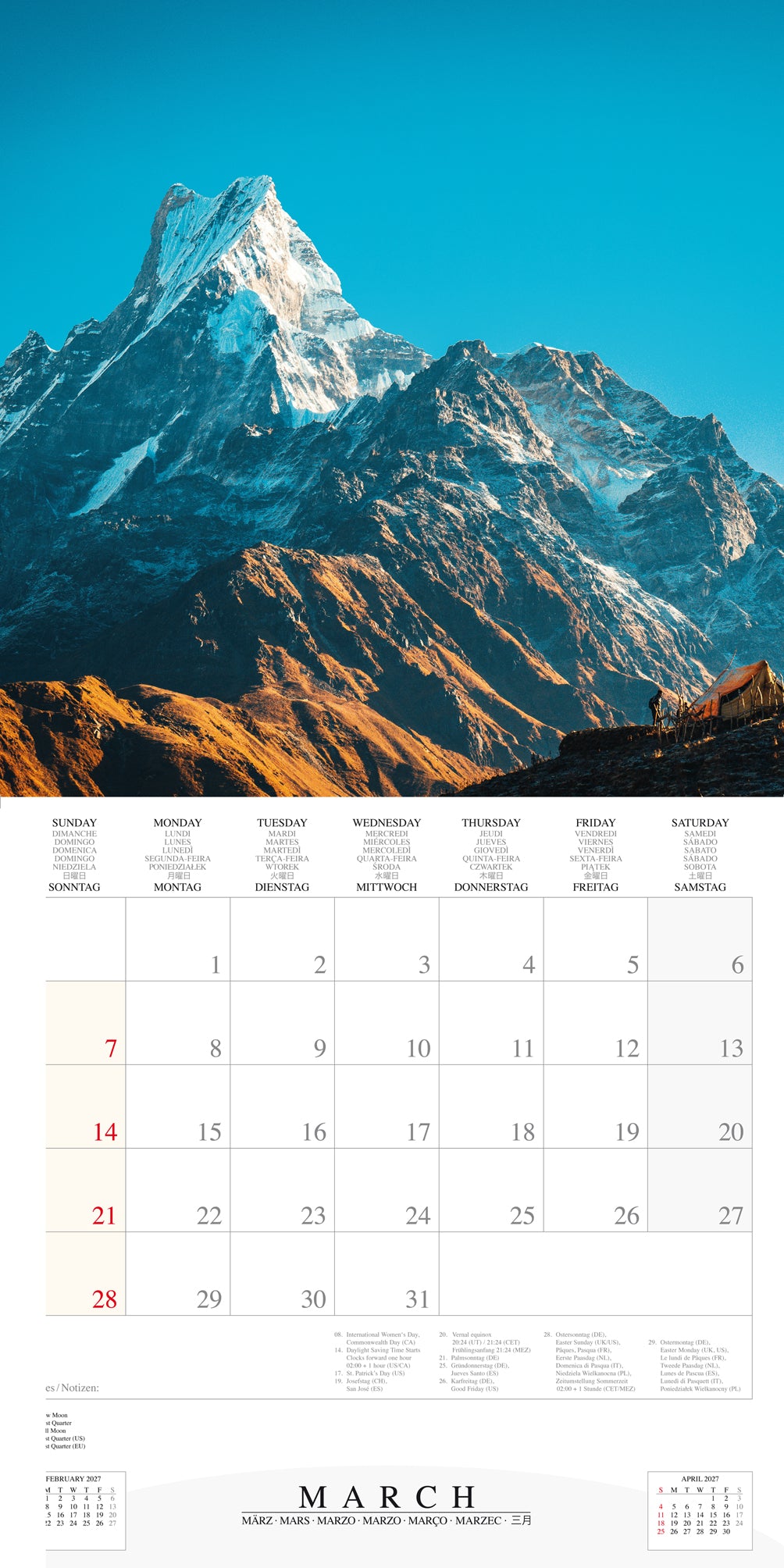 2027 Himalaya - Square Wall Calendar