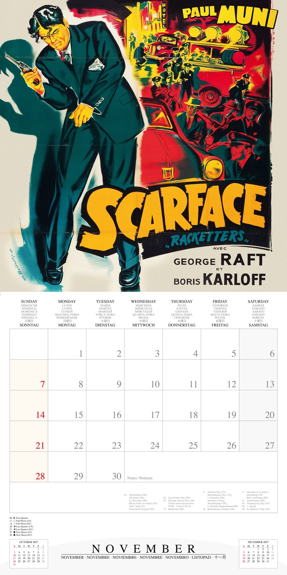 2027 Cinema Noir - Square Wall Calendar