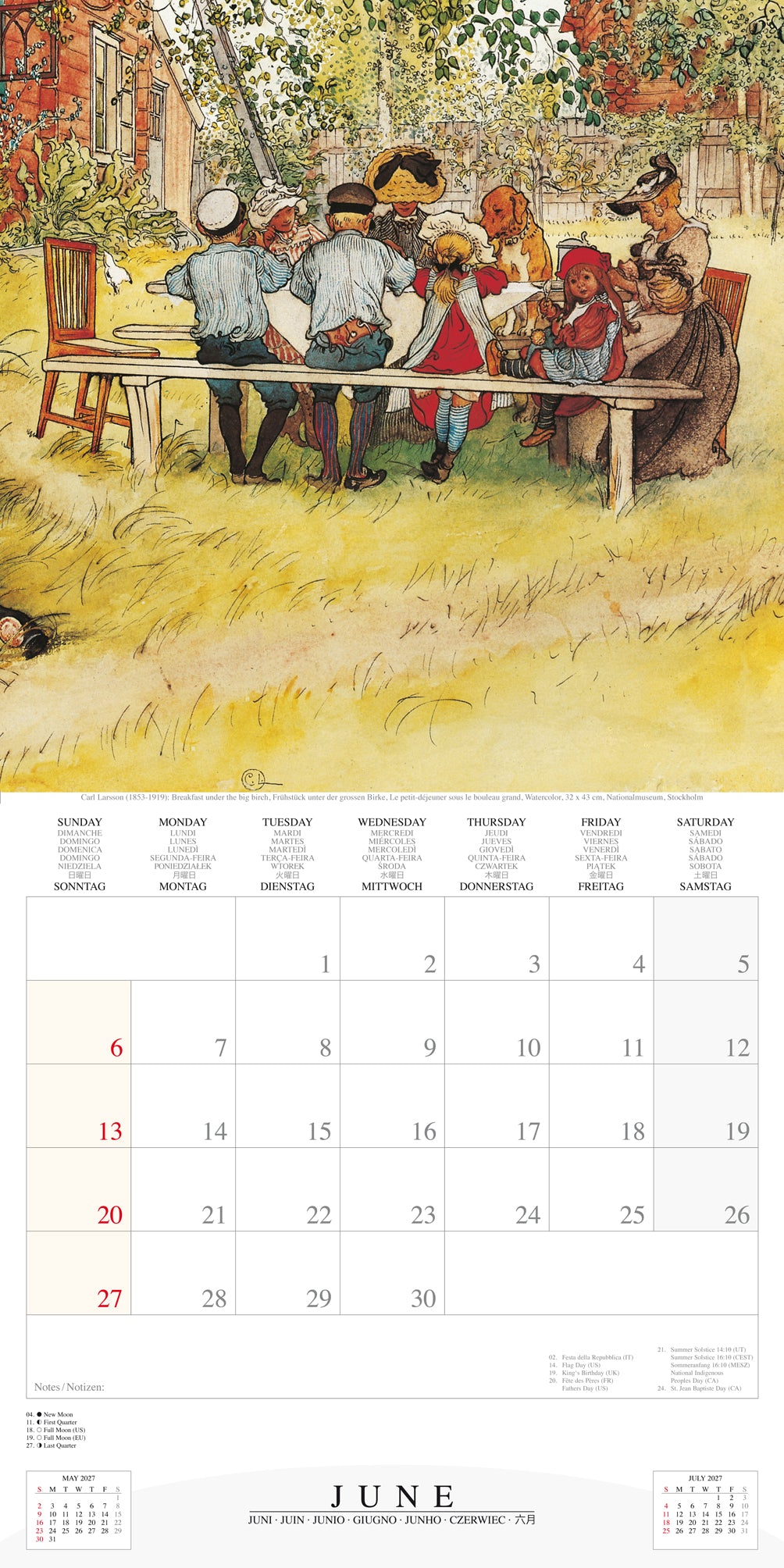2027 Carl Larsson - Square Wall Calendar