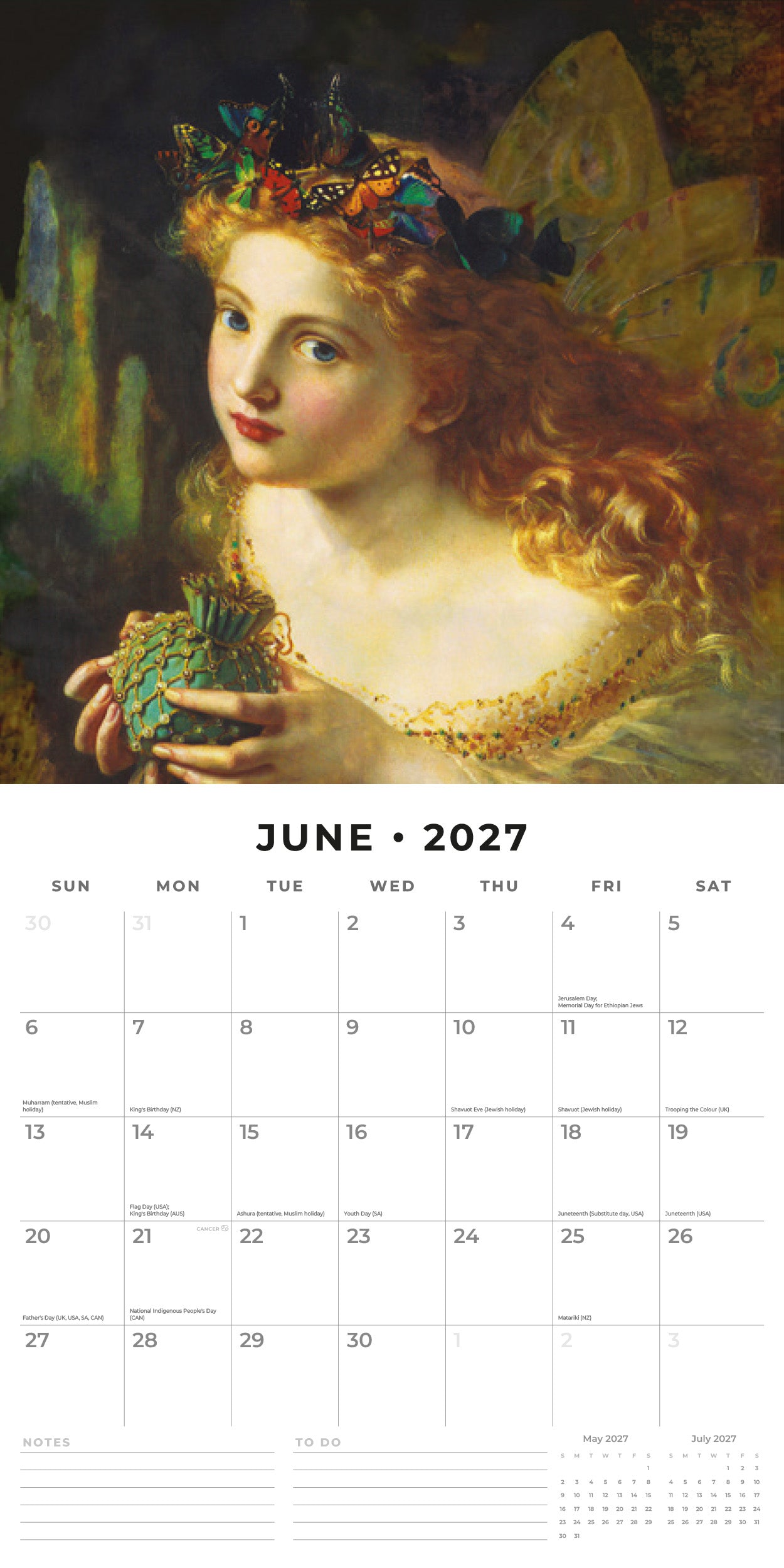 2027 Fairies - Square Wall Calendar