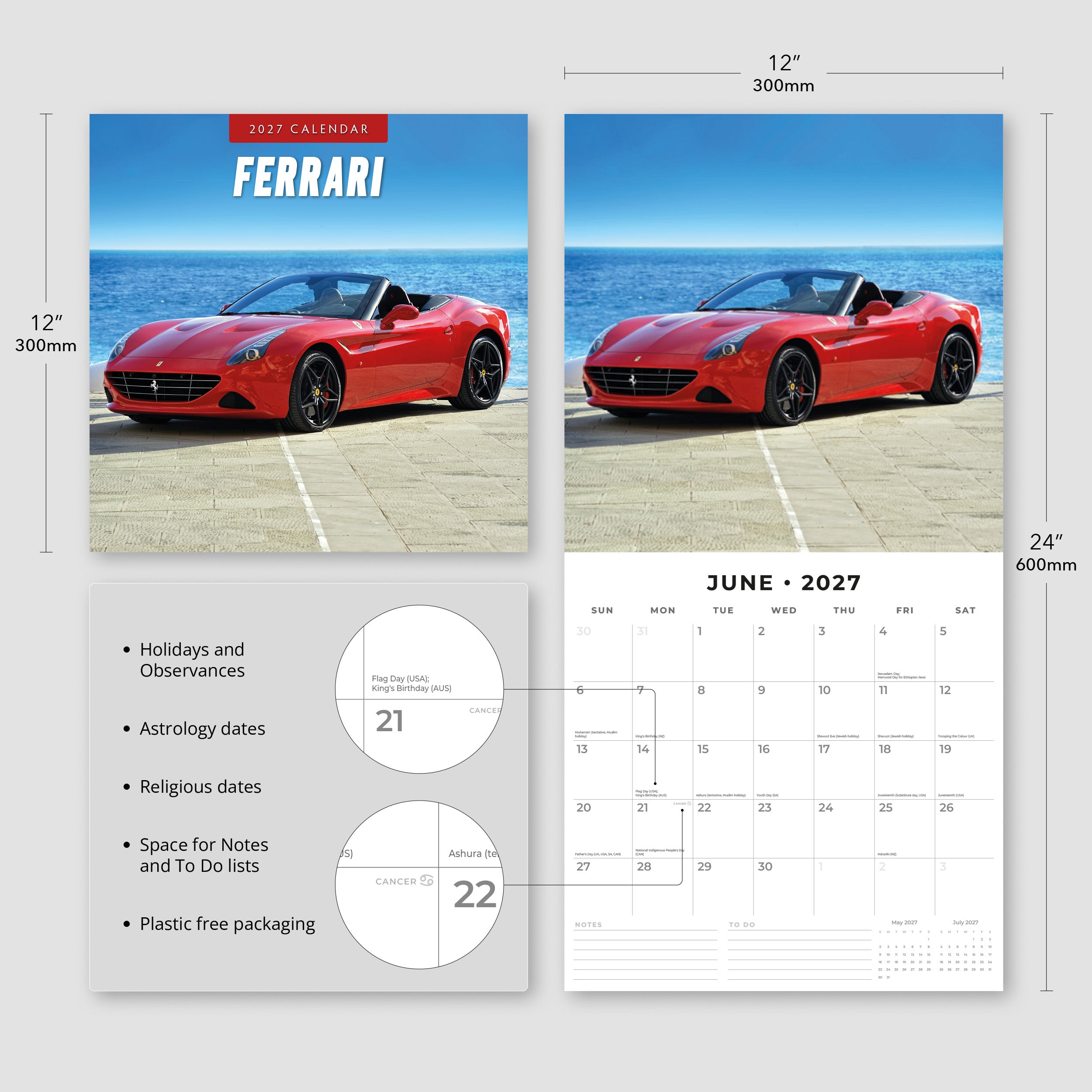 2027 Ferrari - Square Wall Calendar