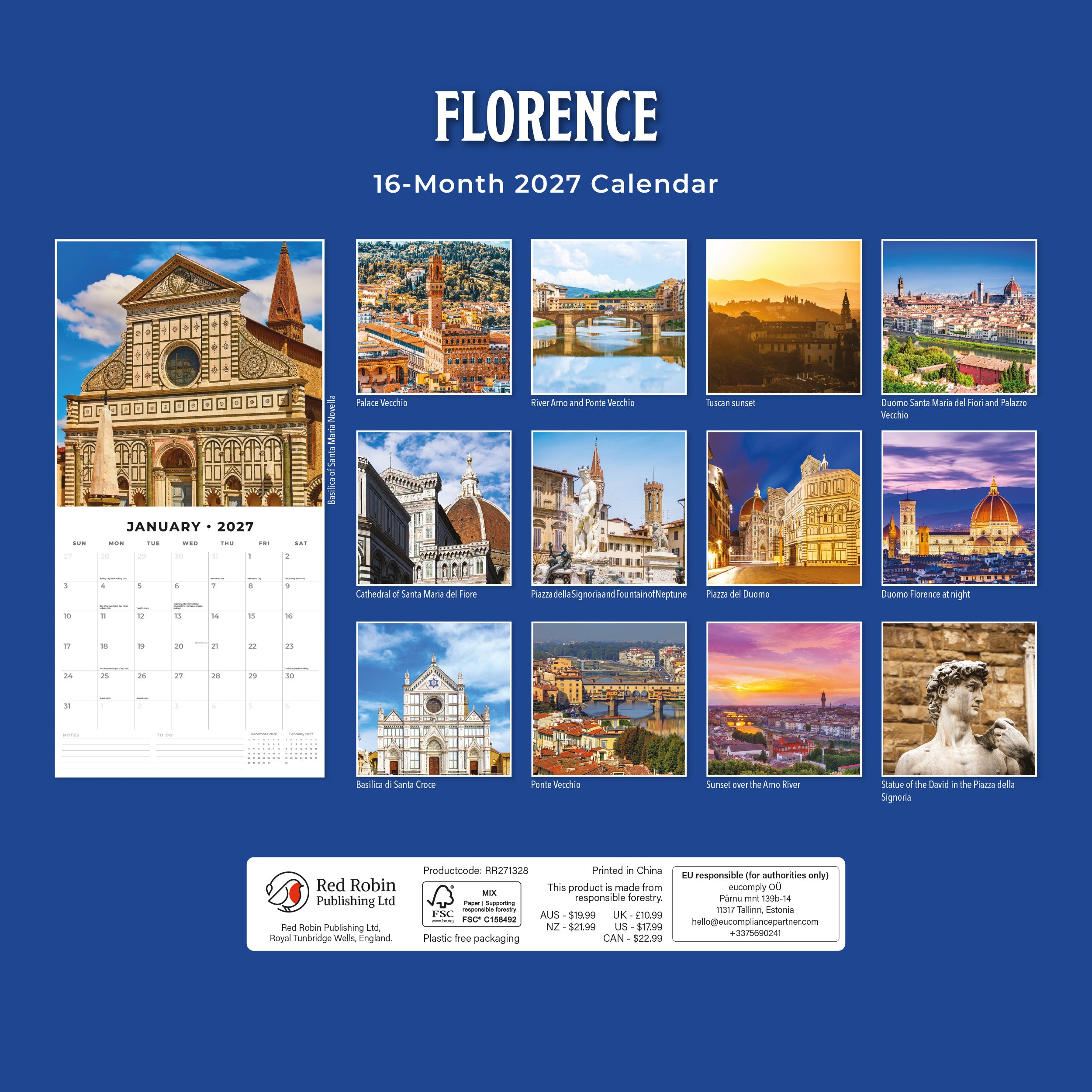 2027 Florence - Square Wall Calendar