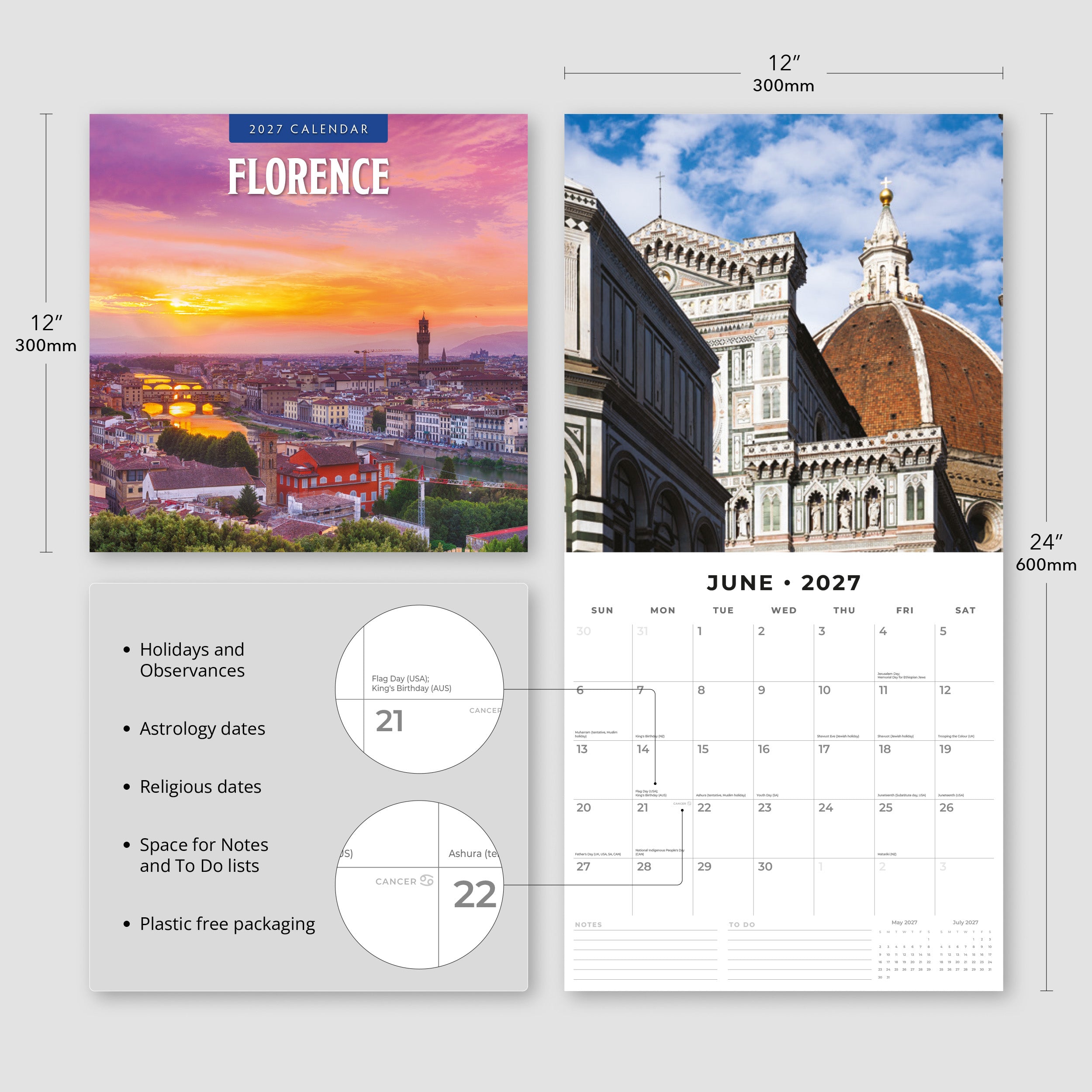 2027 Florence - Square Wall Calendar