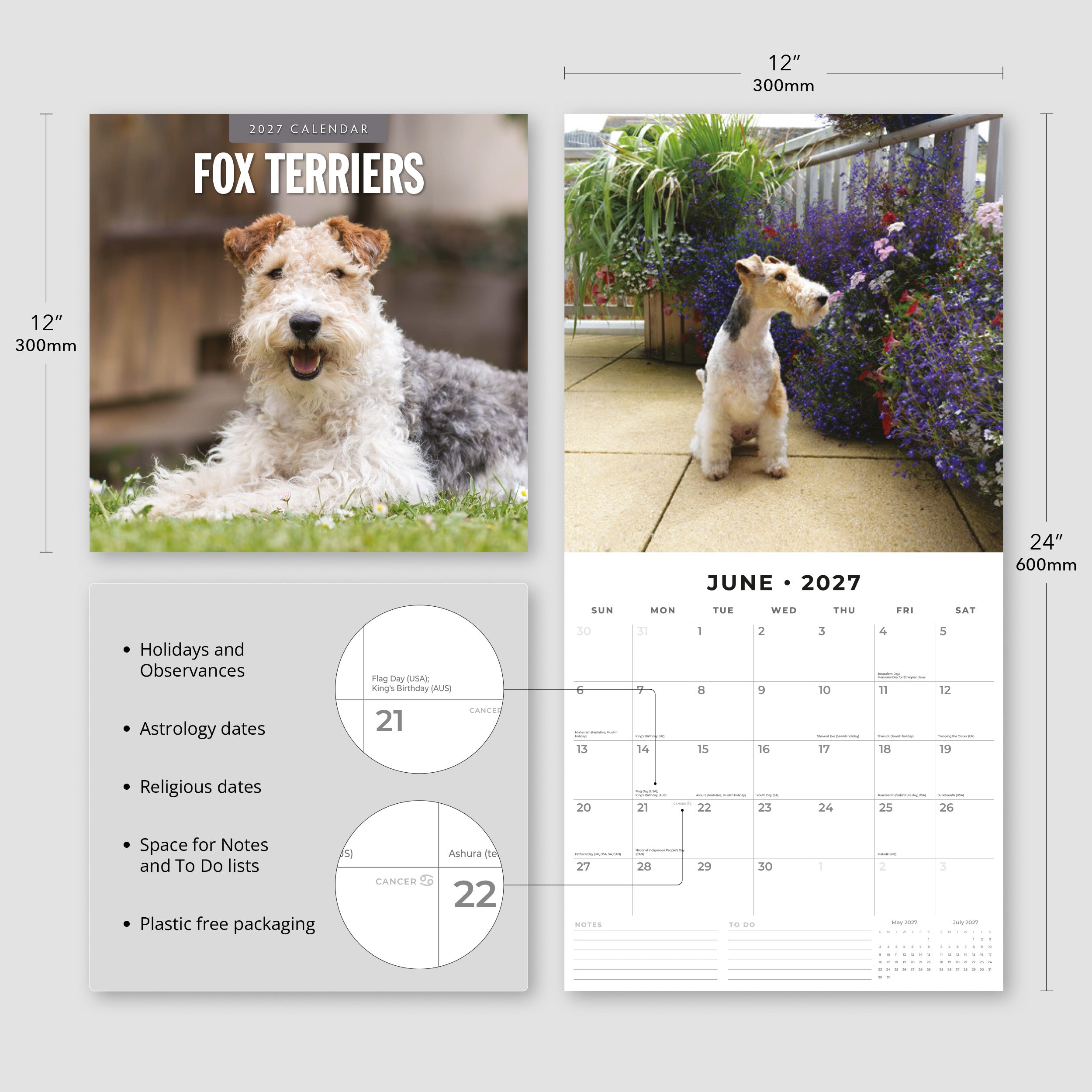 2027 Fox Terriers - Square Wall Calendar
