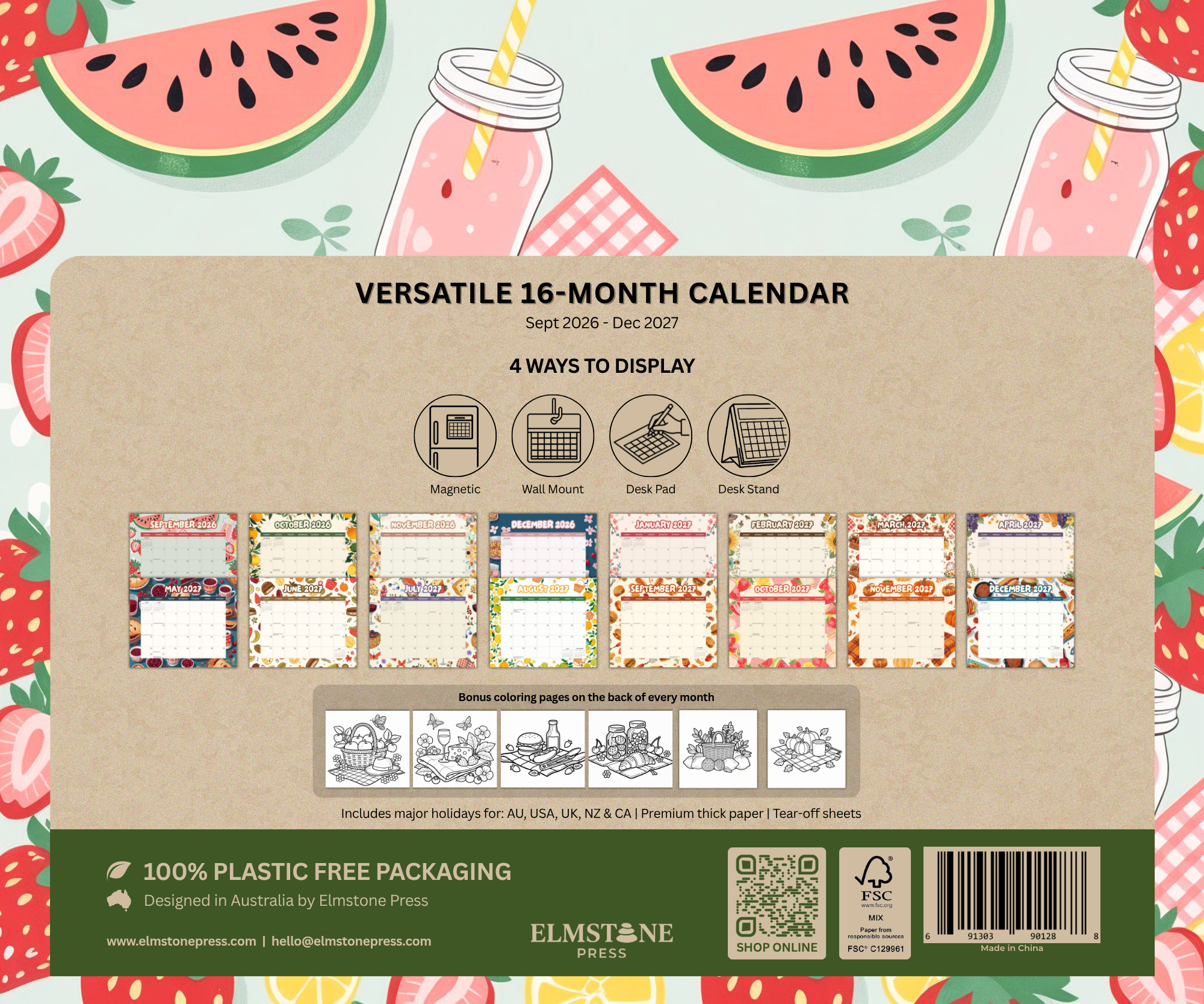 2027 Gather & Graze - Versatile 4-in-1 Magnetic, Wall and Desk Calendar