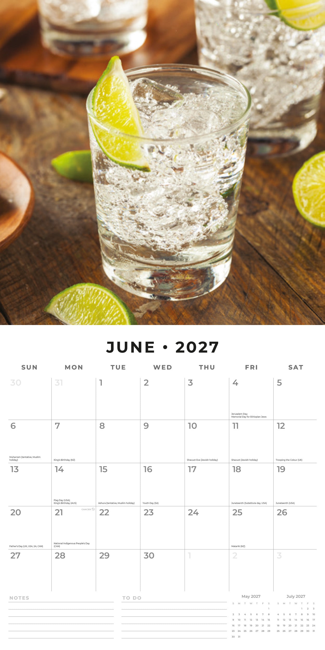 2027 Gin O'clock - Square Wall Calendar
