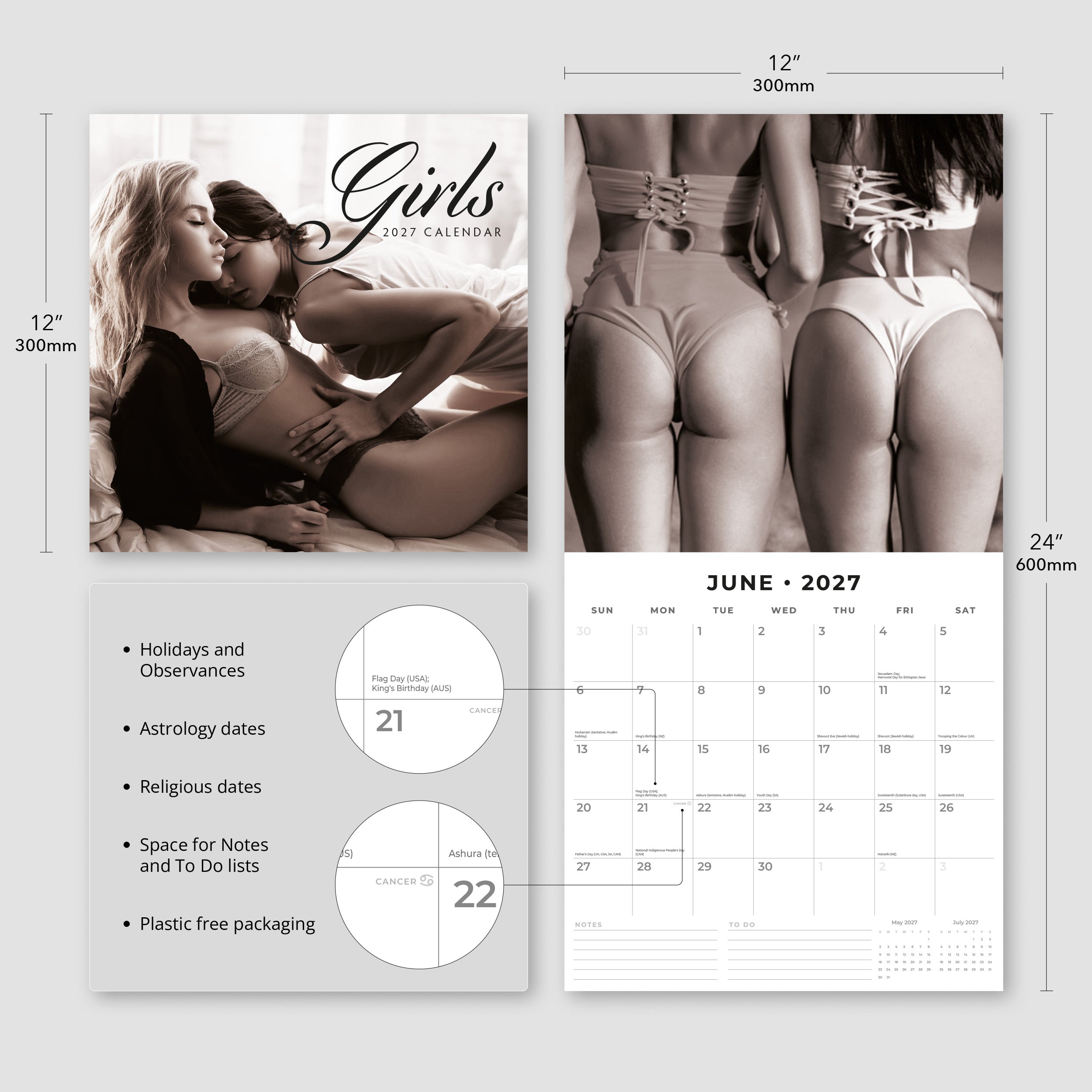 2027 Girls - Square Wall Calendar