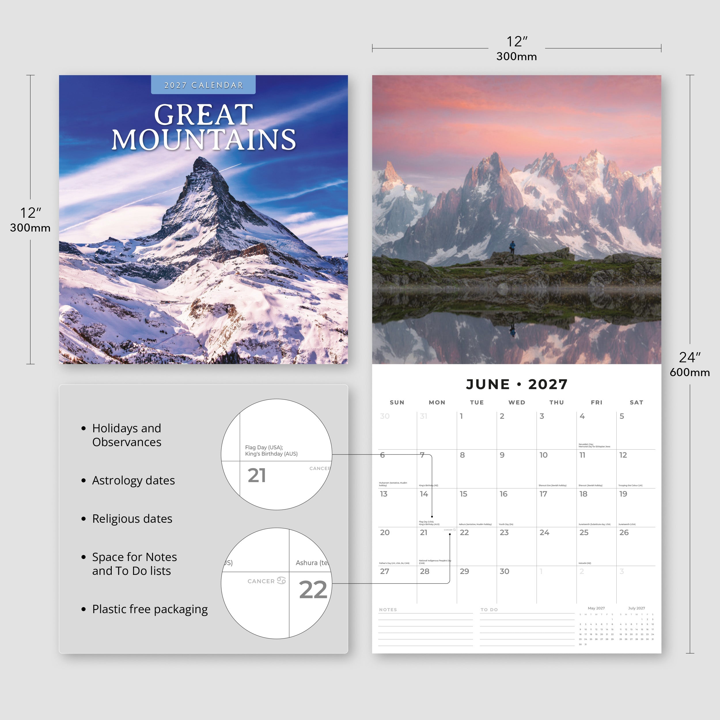 2027 Great Mountains - Square Wall Calendar