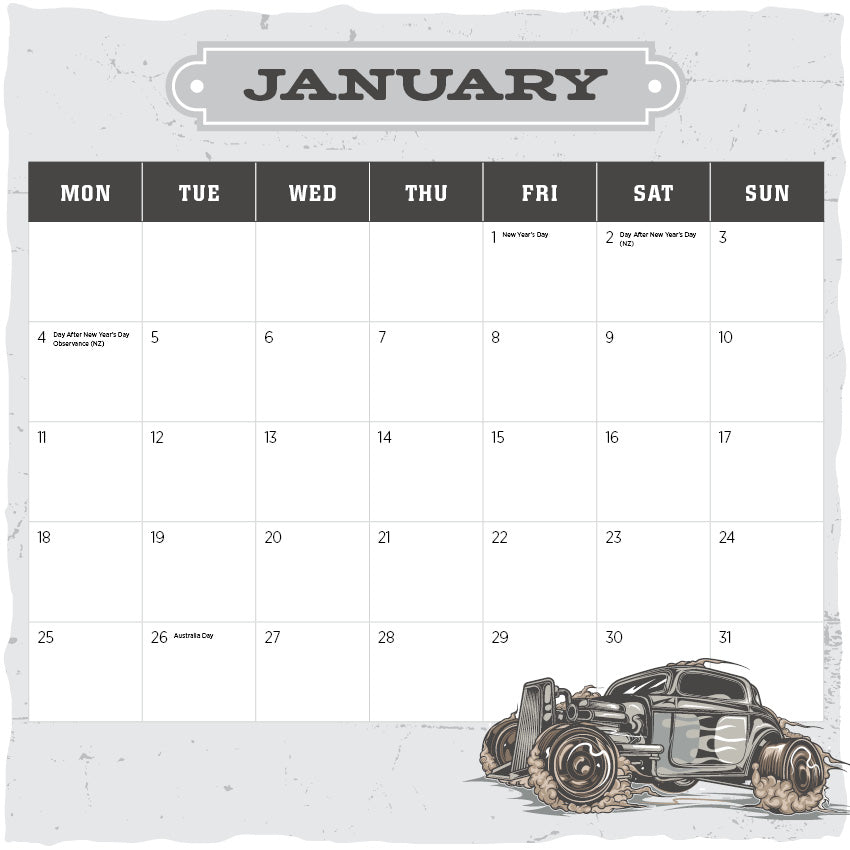 2027 Hot Rods - Square Wall Calendar