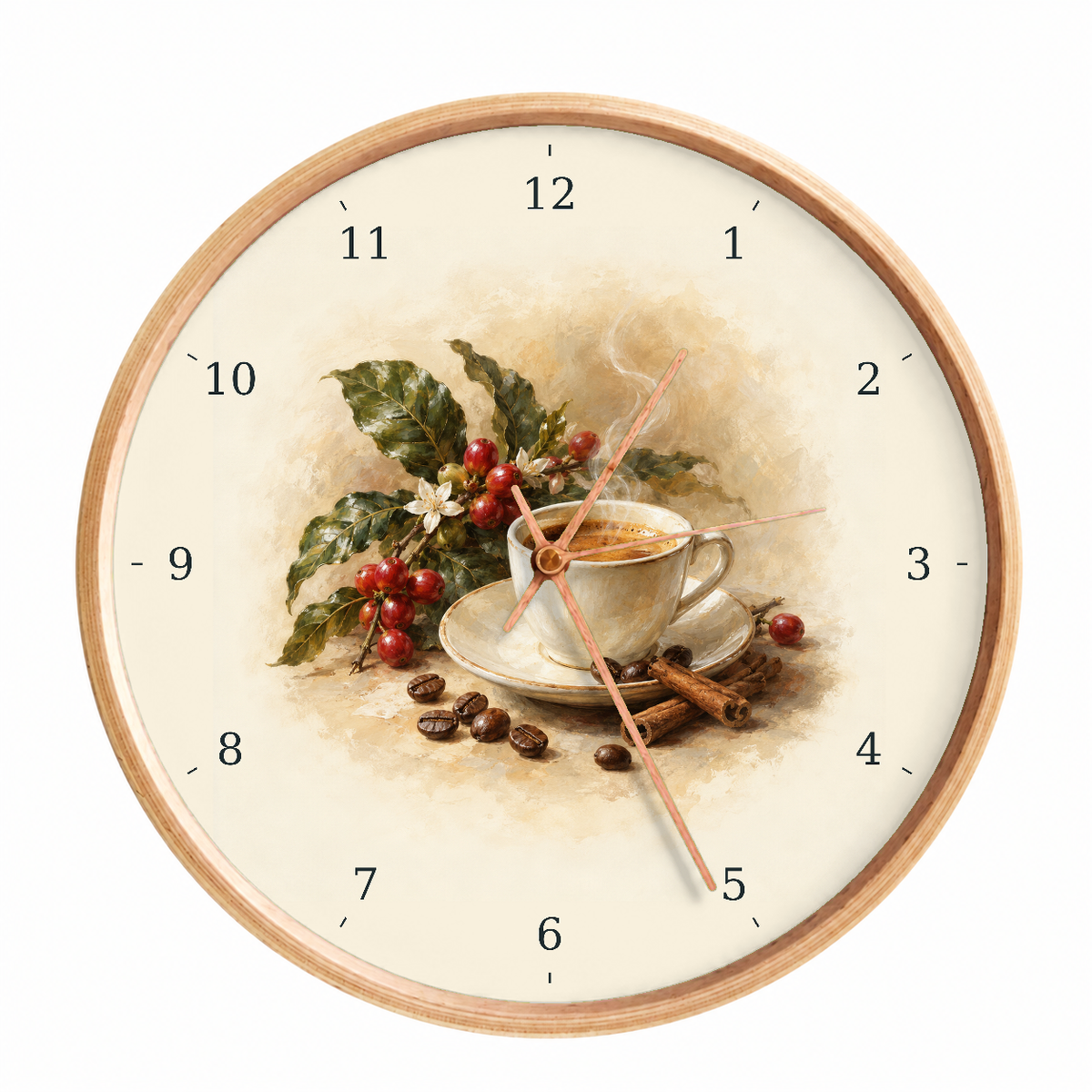 IMAGE_01_Front_-_Coffee_Botanical_Wall_Clock_30cm_Wooden_Frame_-_WC-F014_-_649310203628.png