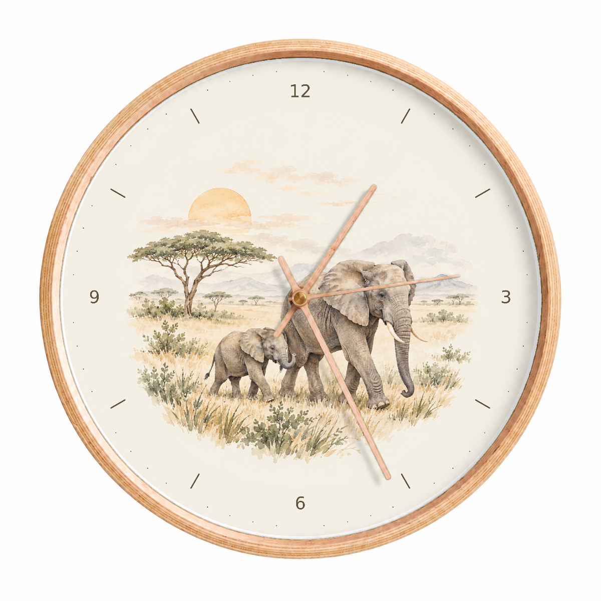 IMAGE_01_Front_-_Elephant_Family_Wall_Clock_30cm_Wooden_Frame_-_WC-A002_-_649310203505.png