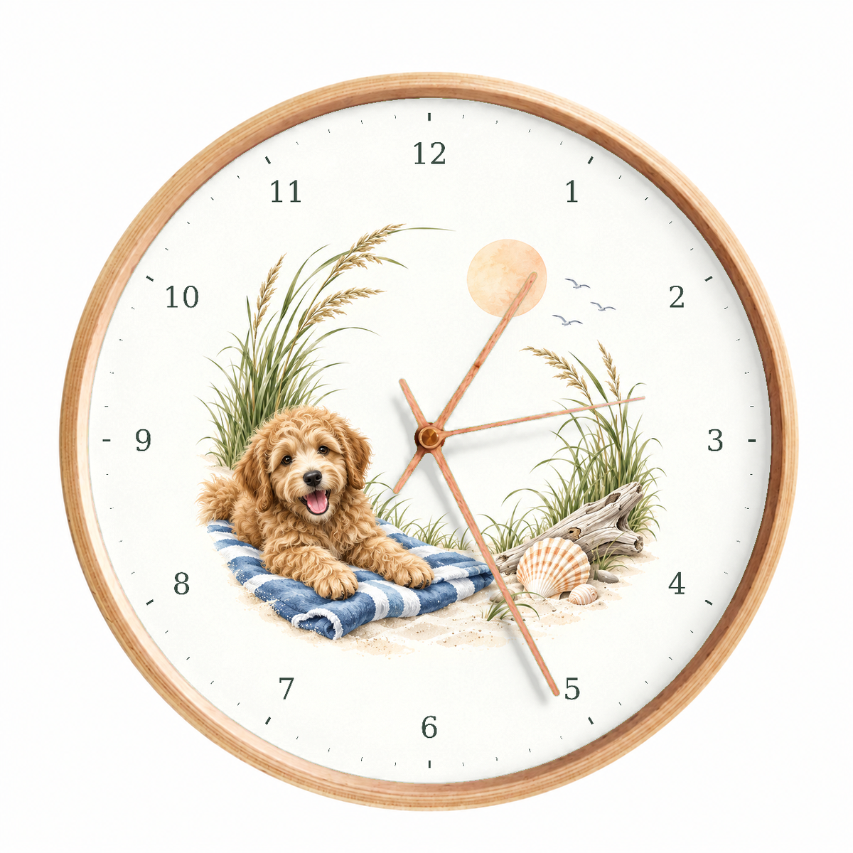 IMAGE_01_Front_-_Groodle_Beach_Picnic_Wall_Clock_30cm_Wooden_Frame_-_WC-D045_-_649310203932.png