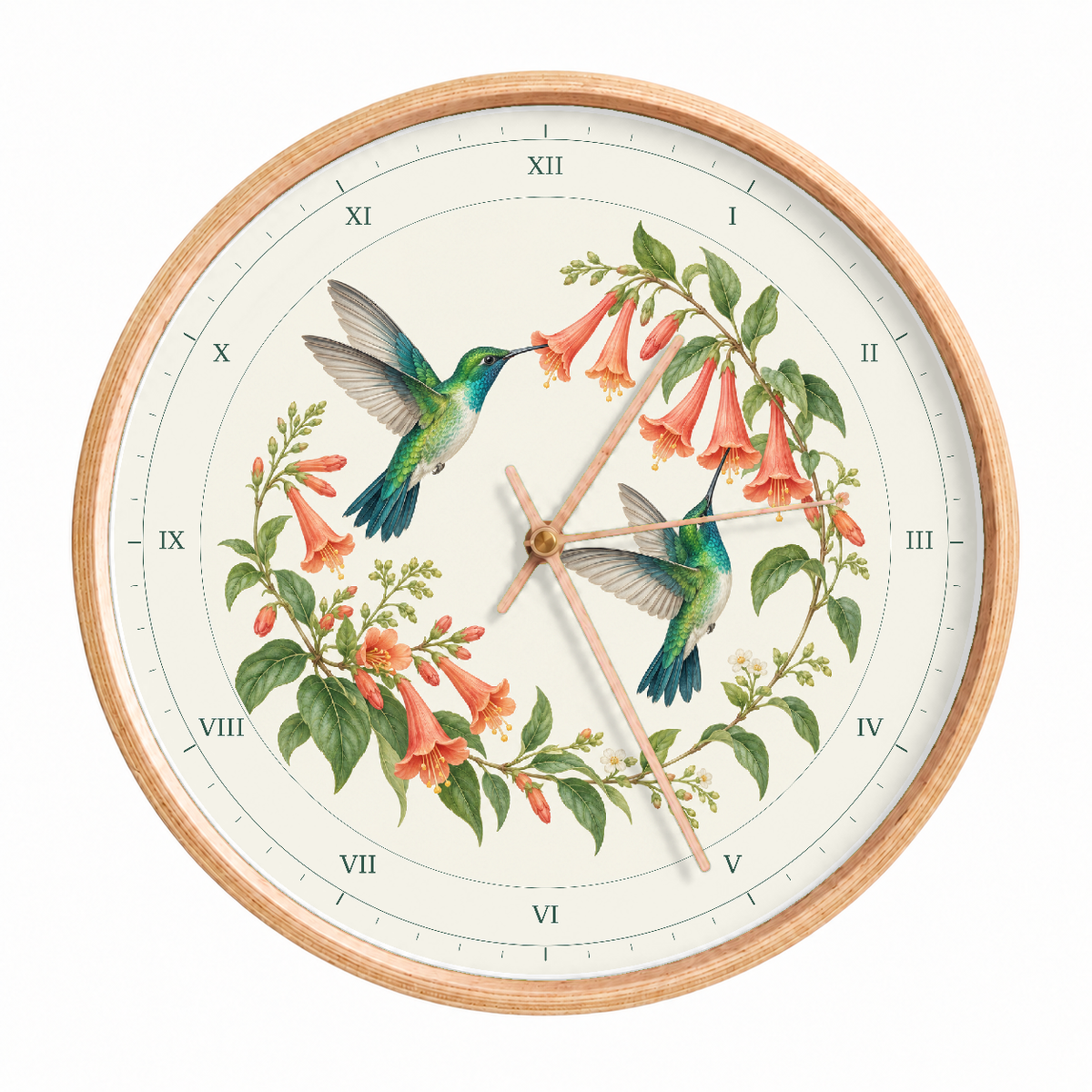 IMAGE_01_Front_-_Hummingbird_Garden_Wall_Clock_30cm_Wooden_Frame_-_WC-A003_-_649310203512.png