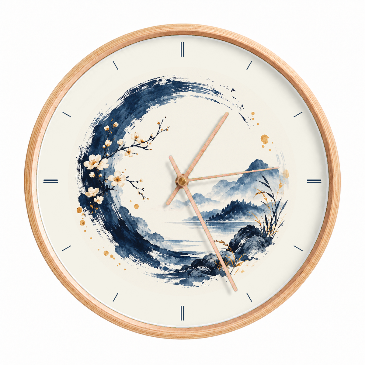 IMAGE_01_Front_-_Indigo_Mountain_Wall_Clock_30cm_Wooden_Frame_-_WC-F016_-_649310203642.png