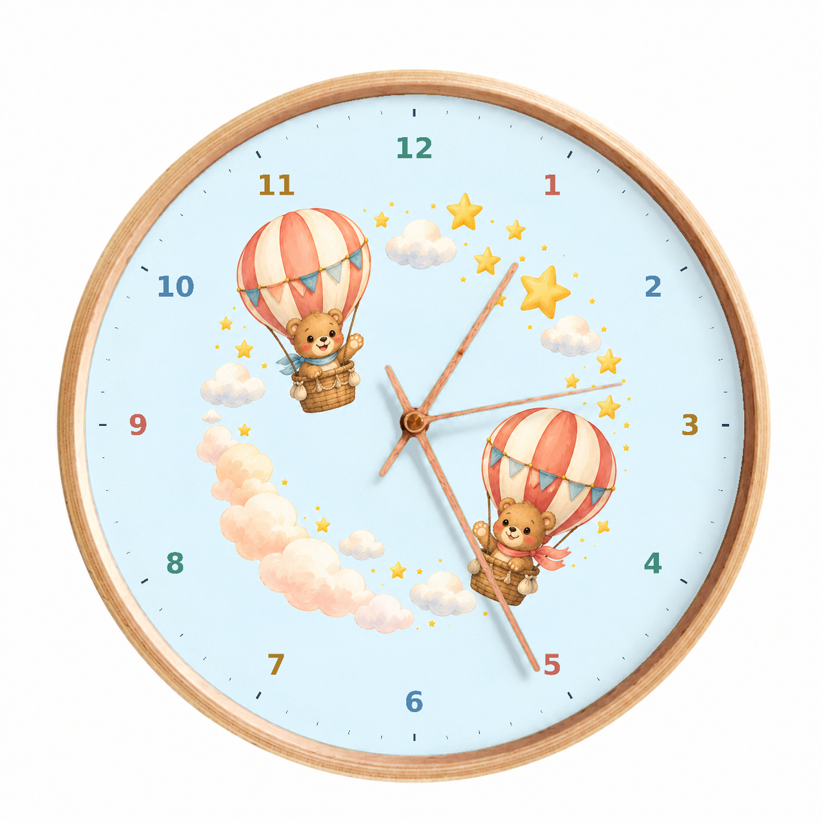 IMAGE_01_Front_-_Kids_Bears_in_Balloons_Wall_Clock_30cm_Wooden_Frame_-_WC-K113_-_649310204618.png
