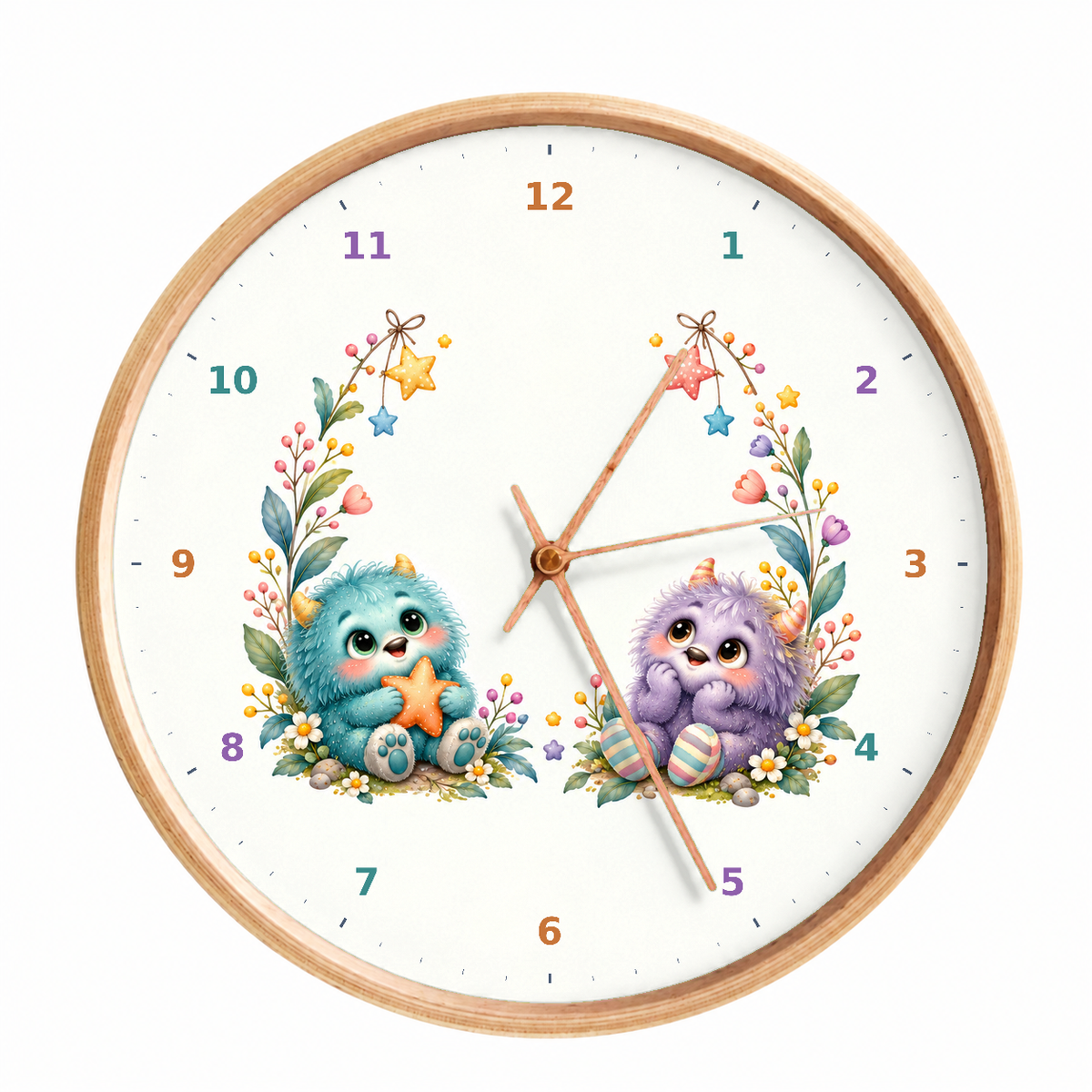 IMAGE_01_Front_-_Kids_Cuddly_Monsters_Wall_Clock_30cm_Wooden_Frame_-_WC-K111_-_649310204595.png