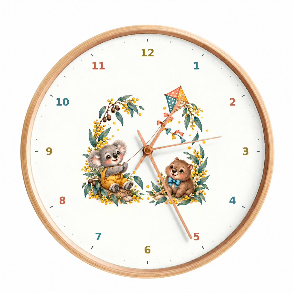 IMAGE_01_Front_-_Kids_Koala_Kite_Wall_Clock_30cm_Wooden_Frame_-_WC-K094_-_649310204427.png