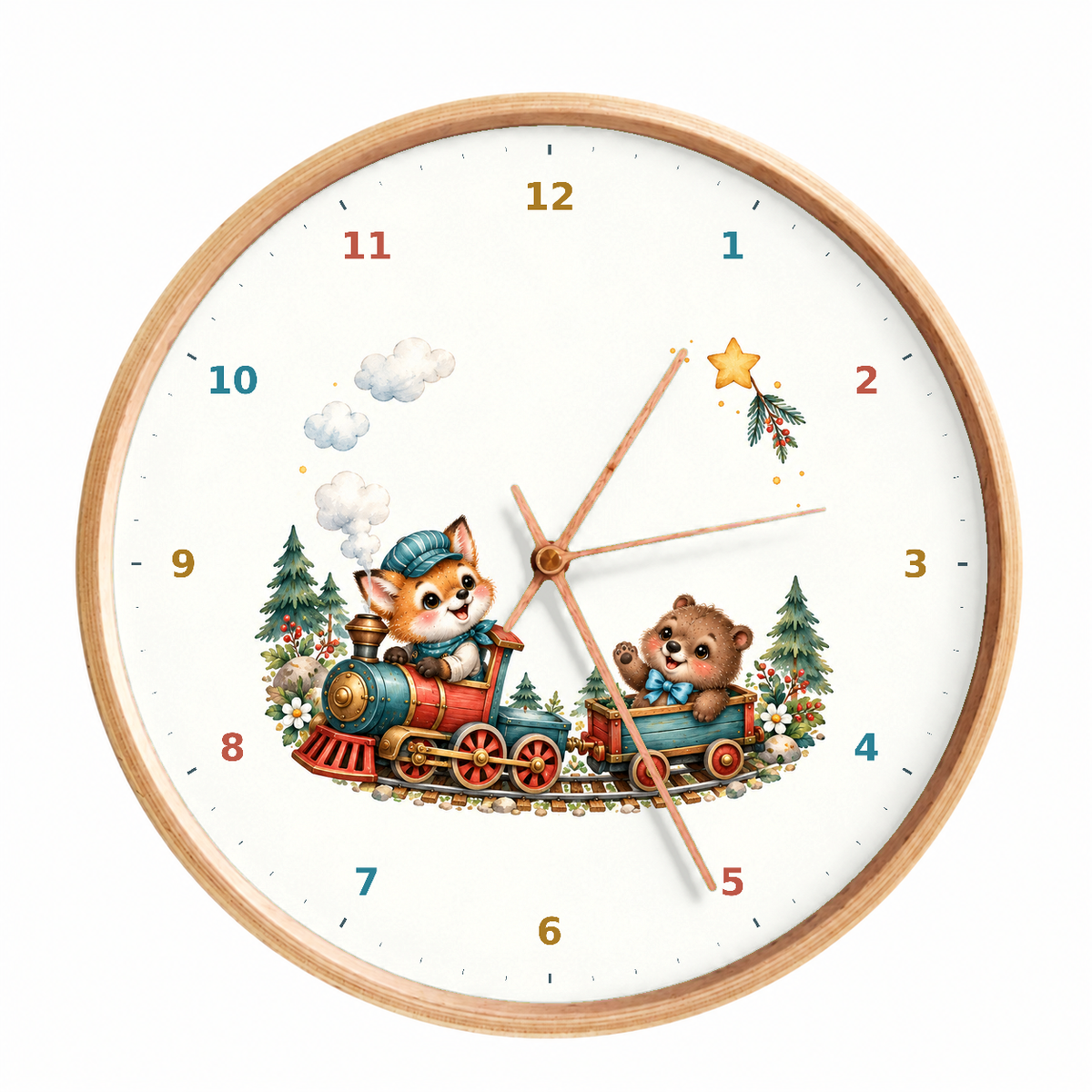 IMAGE_01_Front_-_Kids_Woodland_Train_Wall_Clock_30cm_Wooden_Frame_-_WC-K107_-_649310204557.png