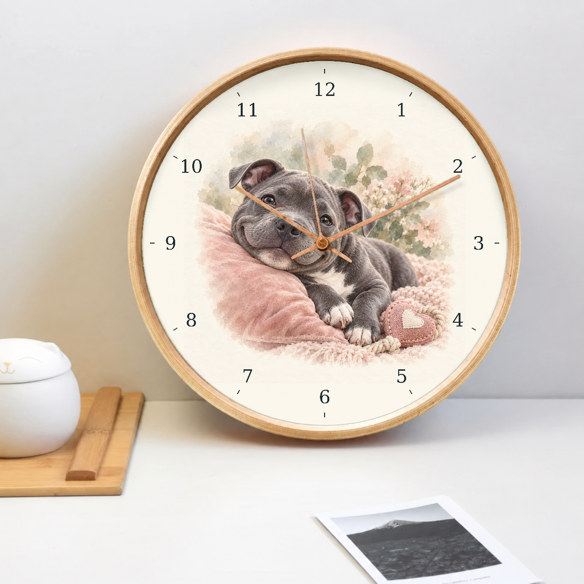 IMAGE_02_Tabletop_-_Cosy_Staffy_Puppy_Wall_Clock_30cm_Wooden_Frame_-_WC-D039_-_649310203871.png