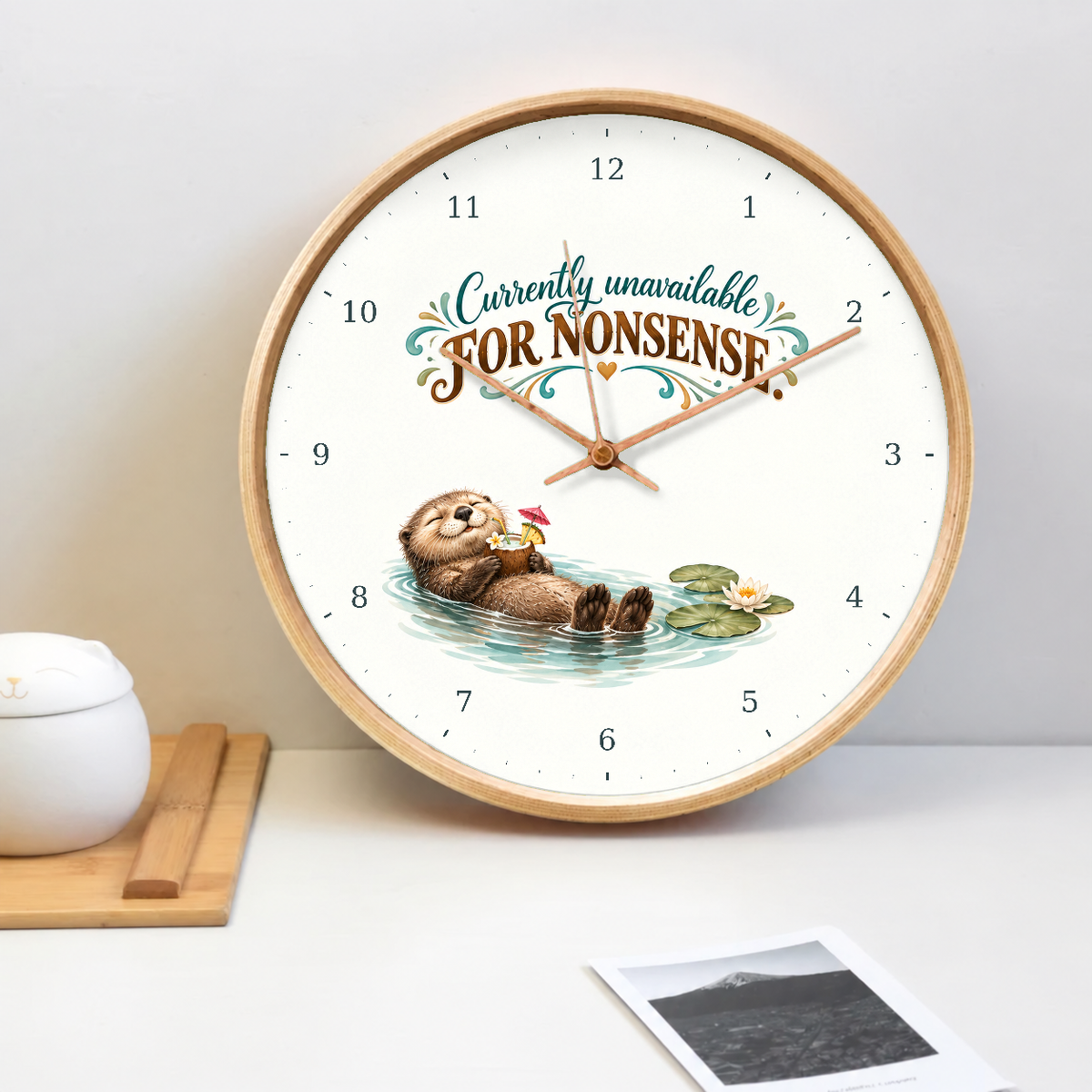 IMAGE_02_Tabletop_-_Funny_Floating_Otter_Wall_Clock_30cm_Wooden_Frame_-_WC-H078_-_649310204267.png