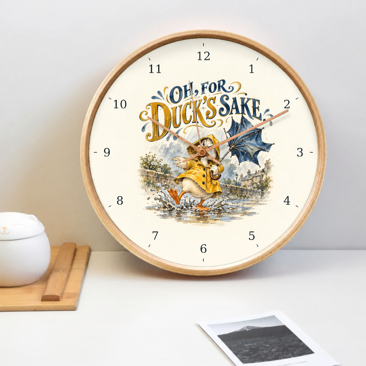 IMAGE_02_Tabletop_-_Funny_Rainy_Day_Duck_Wall_Clock_30cm_Wooden_Frame_-_WC-H082_-_649310204304.png