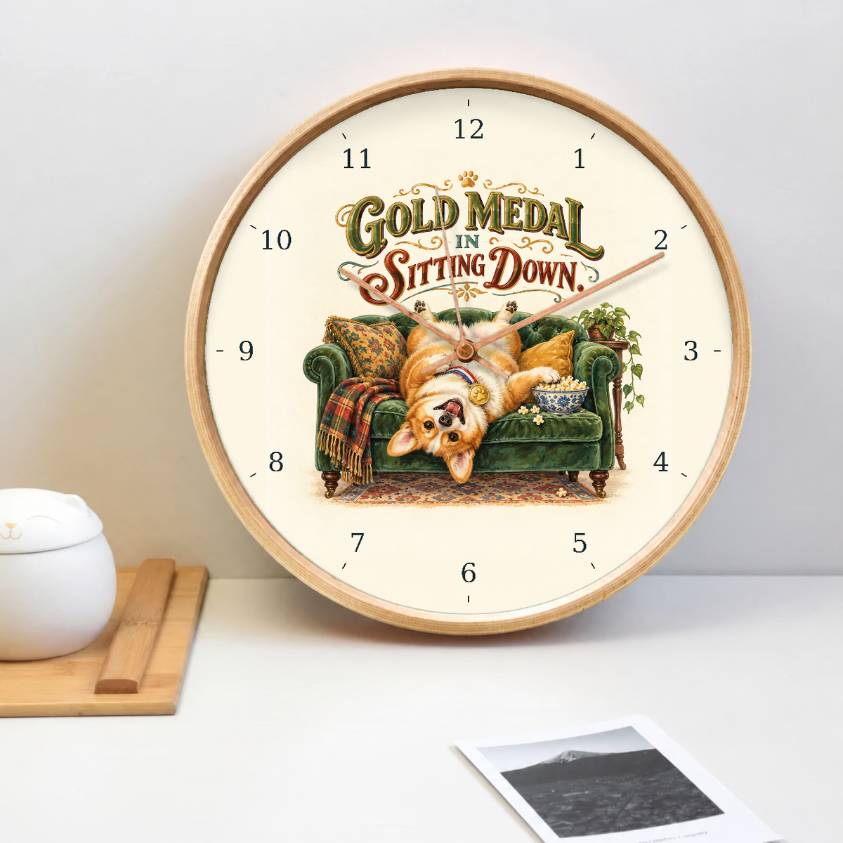 IMAGE_02_Tabletop_-_Funny_Upside_Down_Corgi_Wall_Clock_30cm_Wooden_Frame_-_WC-H077_-_649310204250.png