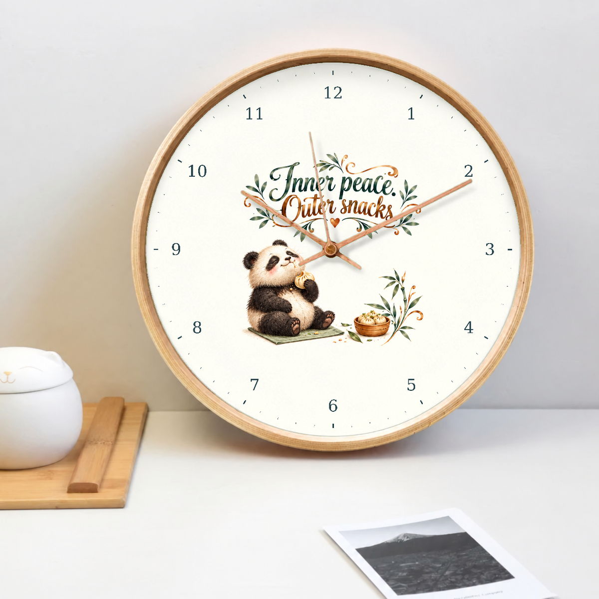 IMAGE_02_Tabletop_-_Funny_Yoga_Panda_Wall_Clock_30cm_Wooden_Frame_-_WC-H070_-_649310204182.png