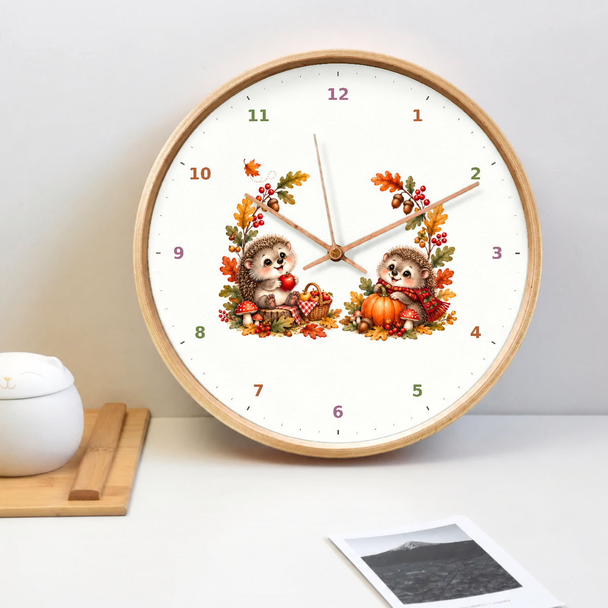 IMAGE_02_Tabletop_-_Kids_Hedgehog_Picnic_Wall_Clock_30cm_Wooden_Frame_-_WC-K115_-_649310204632.png