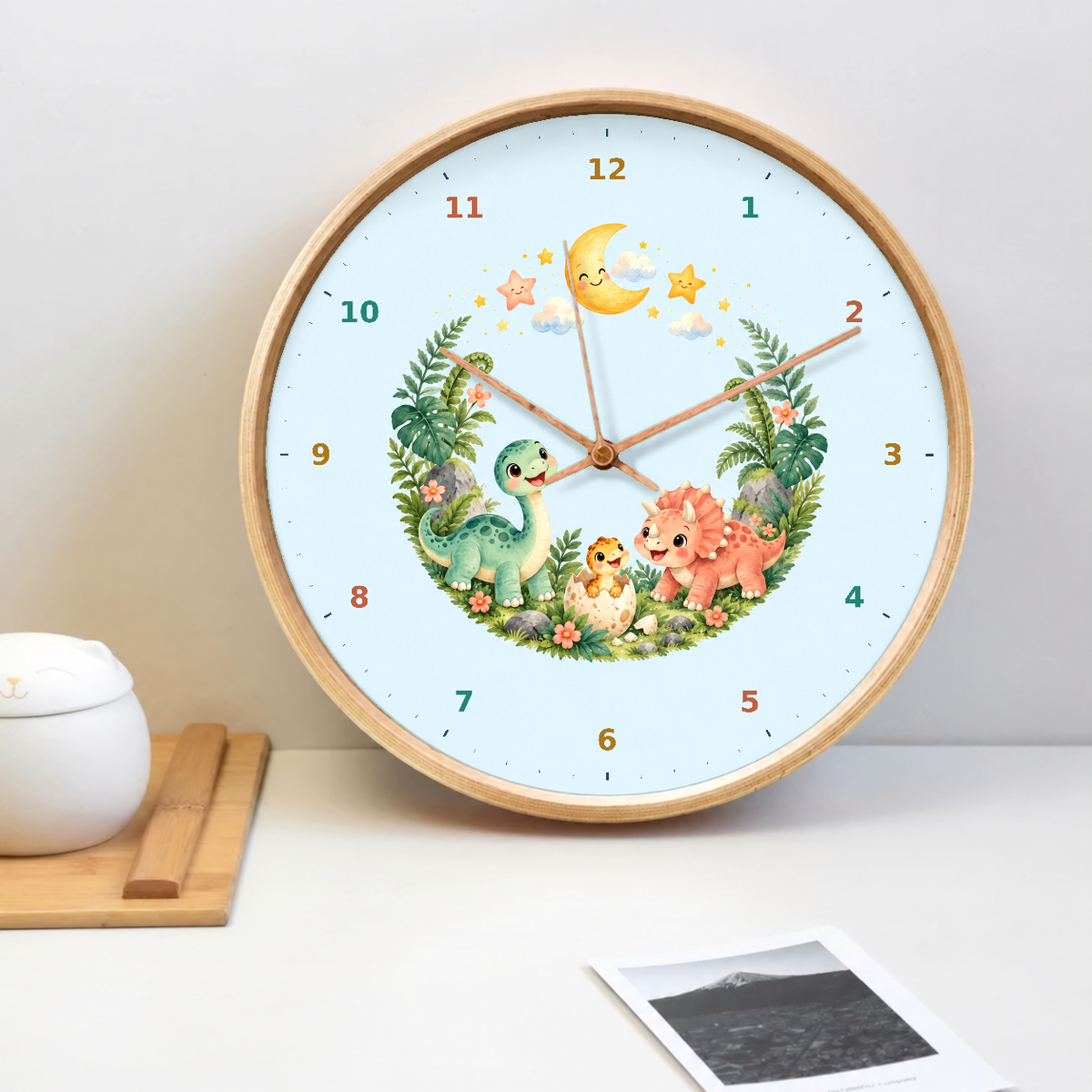 IMAGE_02_Tabletop_-_Kids_Moonlight_Dinosaur_Wall_Clock_30cm_Wooden_Frame_-_WC-K088_-_649310204366.png