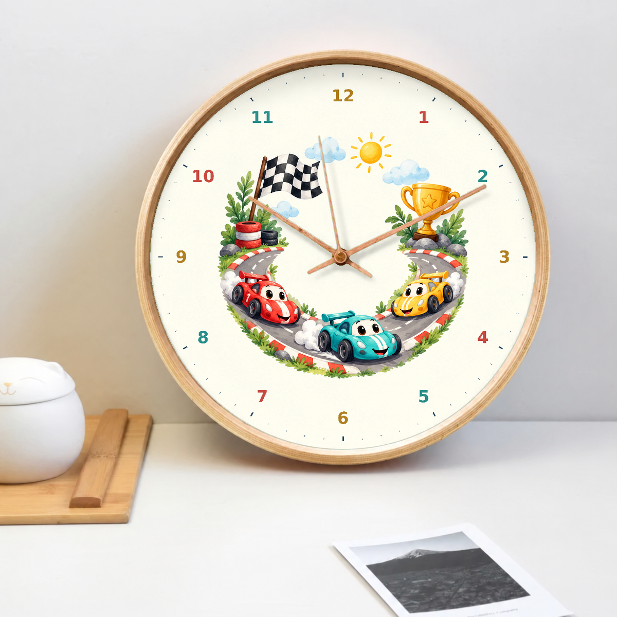 IMAGE_02_Tabletop_-_Kids_Racing_Cars_Wall_Clock_30cm_Wooden_Frame_-_WC-K099_-_649310204472.png