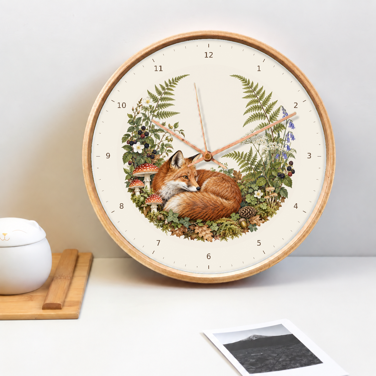 IMAGE_02_Tabletop_-_Woodland_Fox_Wall_Clock_30cm_Wooden_Frame_-_WC-A001_-_649310203499.png