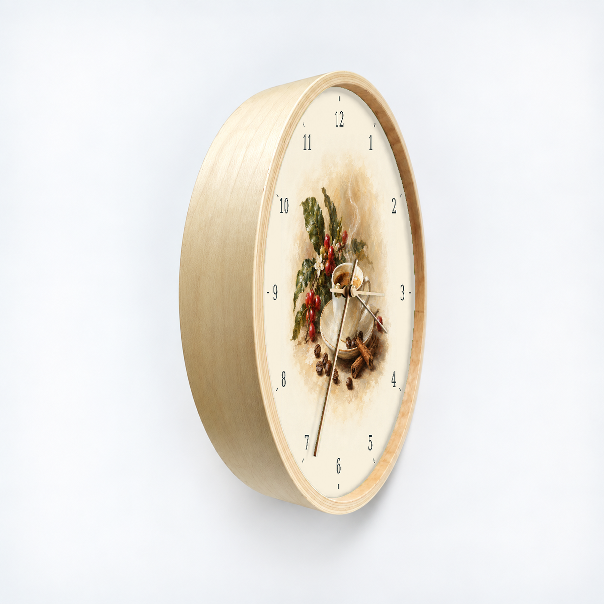 IMAGE_03_Angled_-_Coffee_Botanical_Wall_Clock_30cm_Wooden_Frame_-_WC-F014_-_649310203628.png