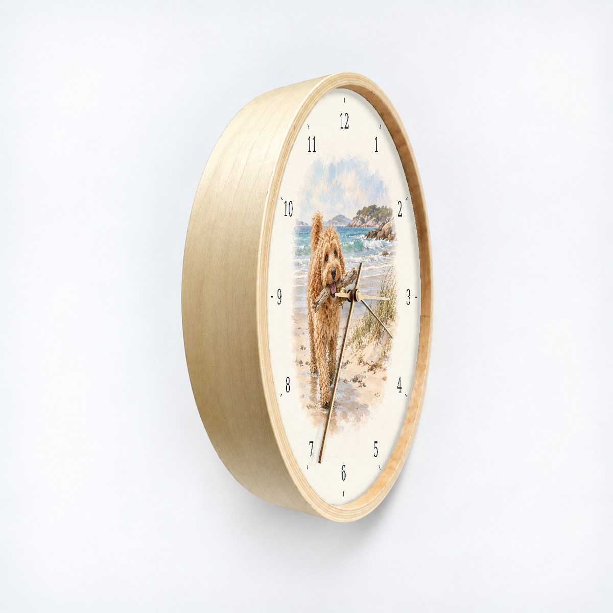IMAGE_03_Angled_-_Groodle_Beach_Walk_Wall_Clock_30cm_Wooden_Frame_-_WC-D046_-_649310203949.png