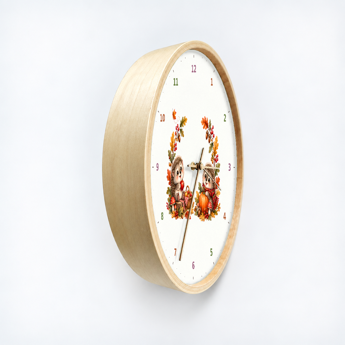 IMAGE_03_Angled_-_Kids_Hedgehog_Picnic_Wall_Clock_30cm_Wooden_Frame_-_WC-K115_-_649310204632.png
